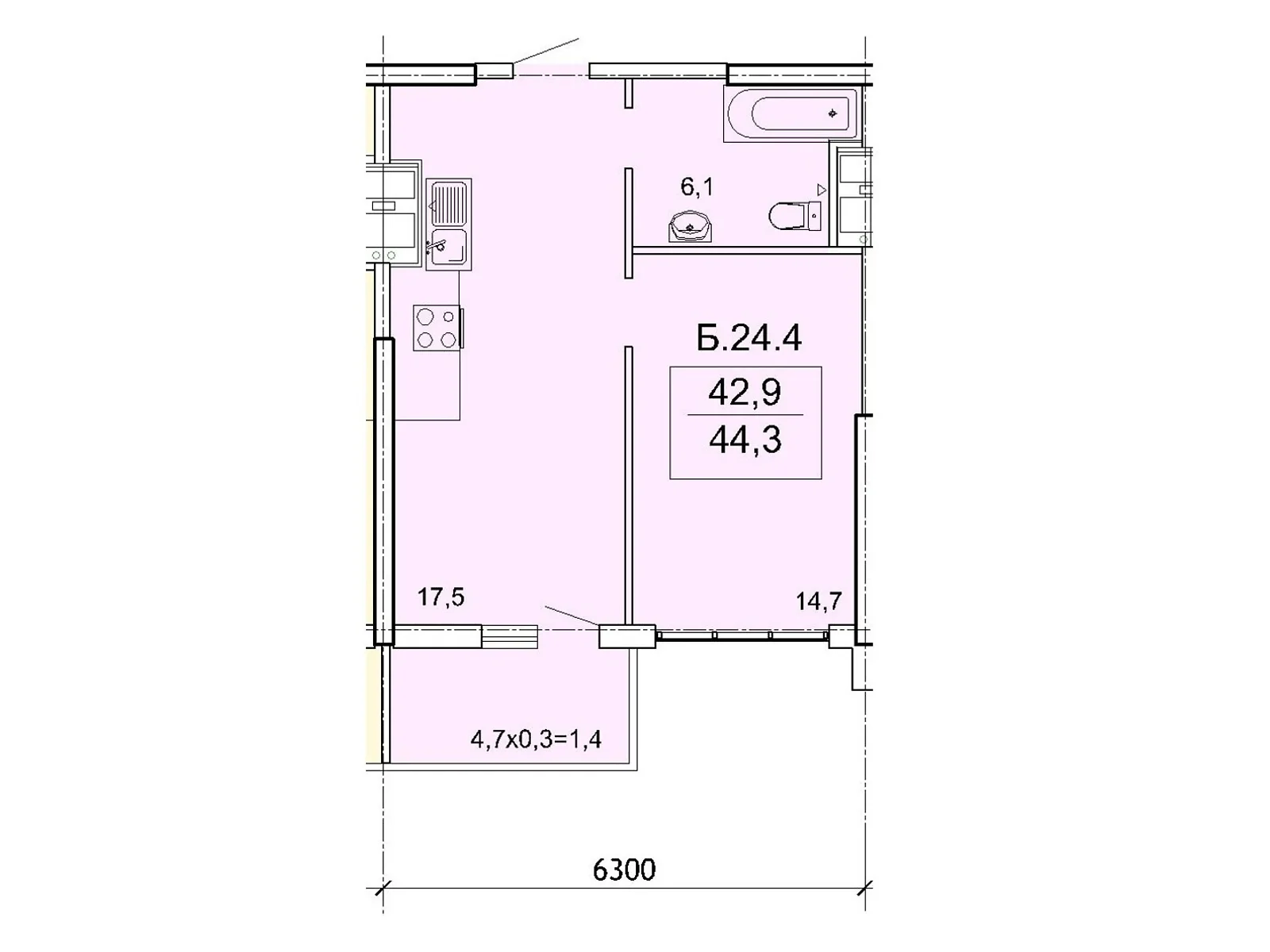 Продается 1-комнатная квартира 44.3 кв. м в Одессе, Фонтанская дор., 25 - фото 1