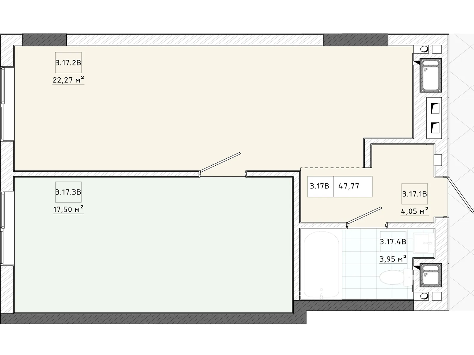 Продається 1-кімнатна квартира 47.77 кв. м у Сокільниках, вул. Трускавецька - фото 1