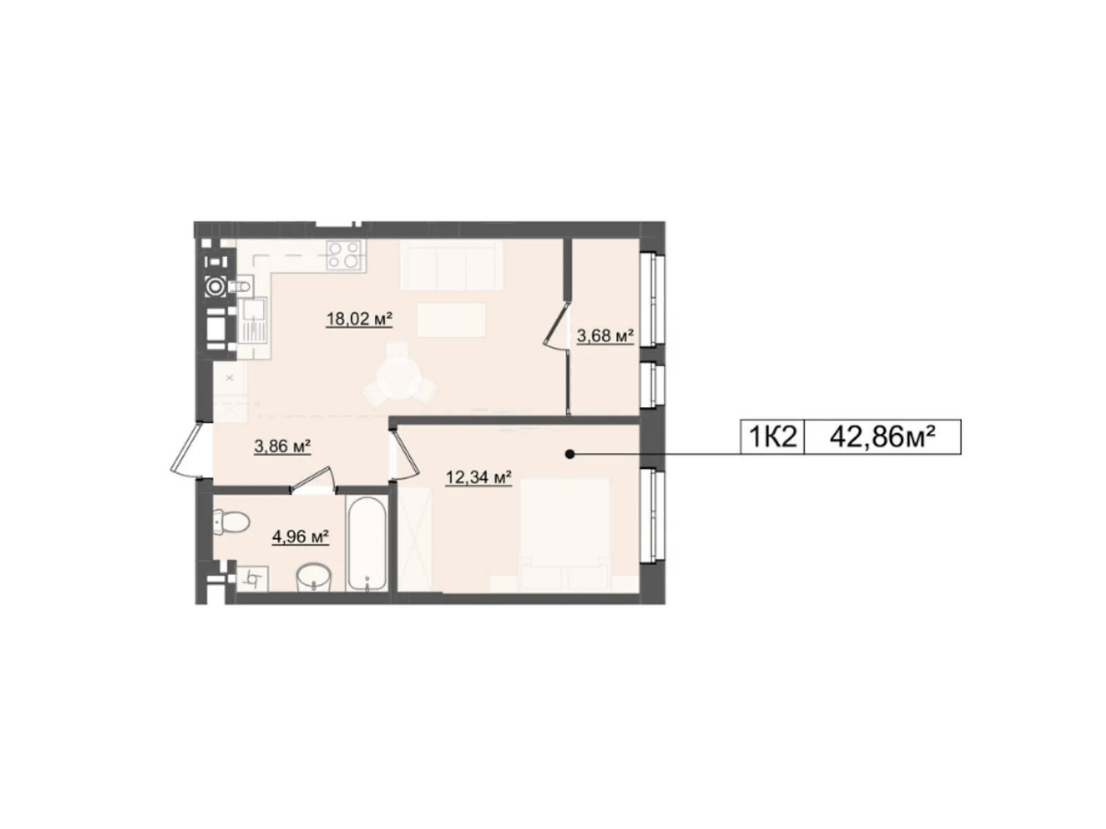Продается 1-комнатная квартира 41.75 кв. м в Львове, ул. Вячеслава Липинского, 56 - фото 1