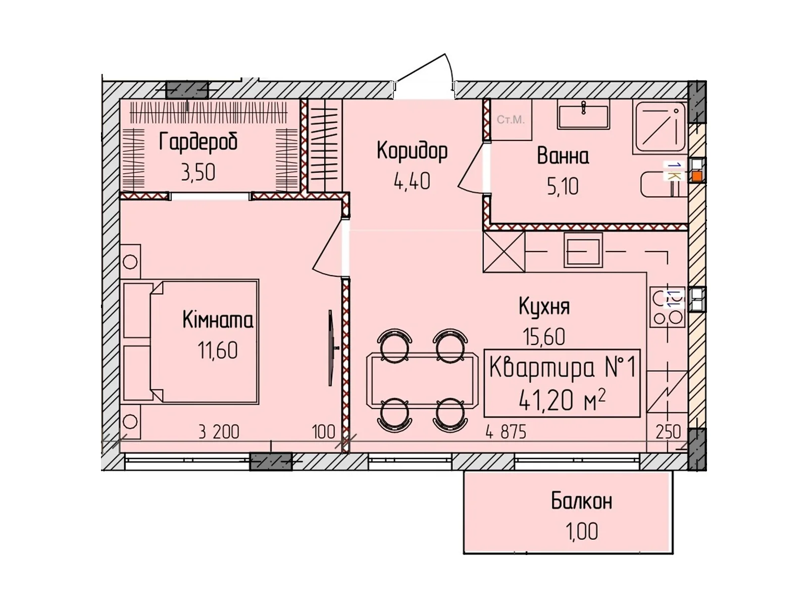 Продается 1-комнатная квартира 41.2 кв. м в Ужгороде, ул. Загорская, 188 - фото 1