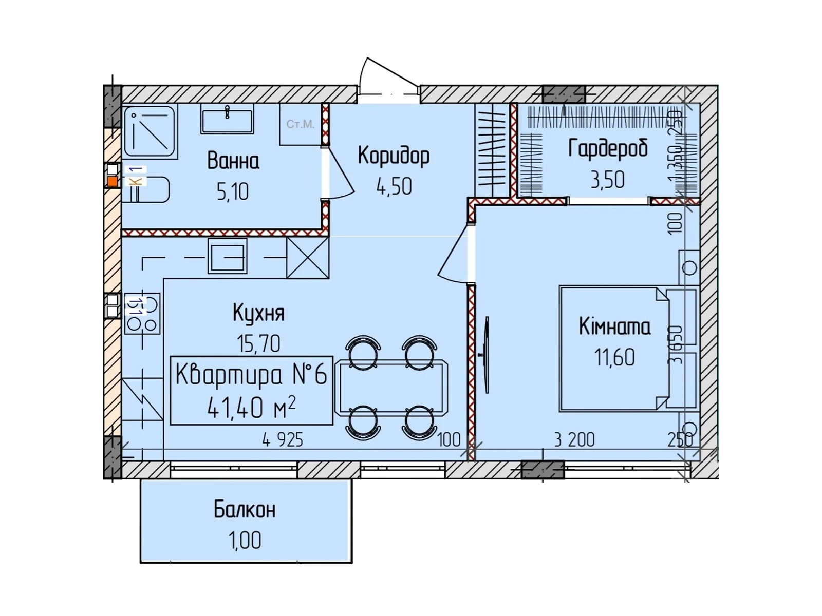Продается 1-комнатная квартира 41.4 кв. м в Ужгороде, ул. Загорская, 188 - фото 1