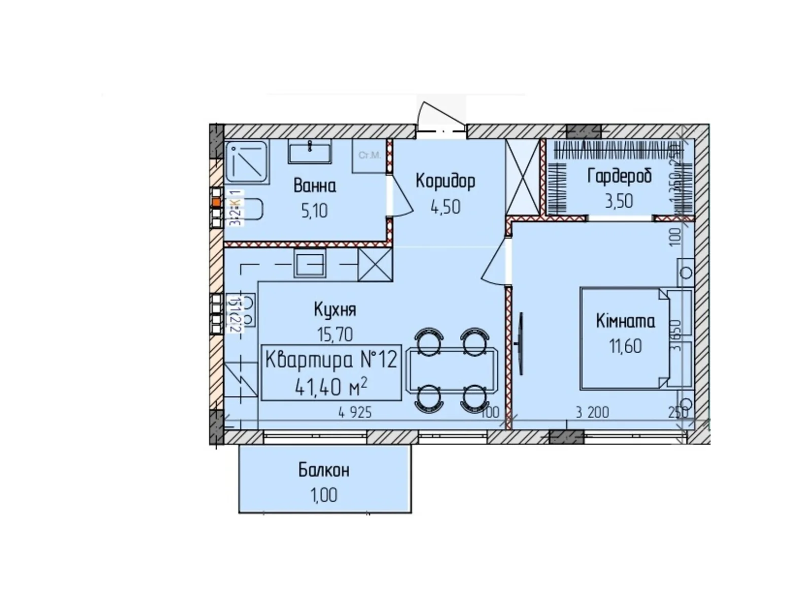 Продається 1-кімнатна квартира 41.4 кв. м у, цена: 34362 $ - фото 1