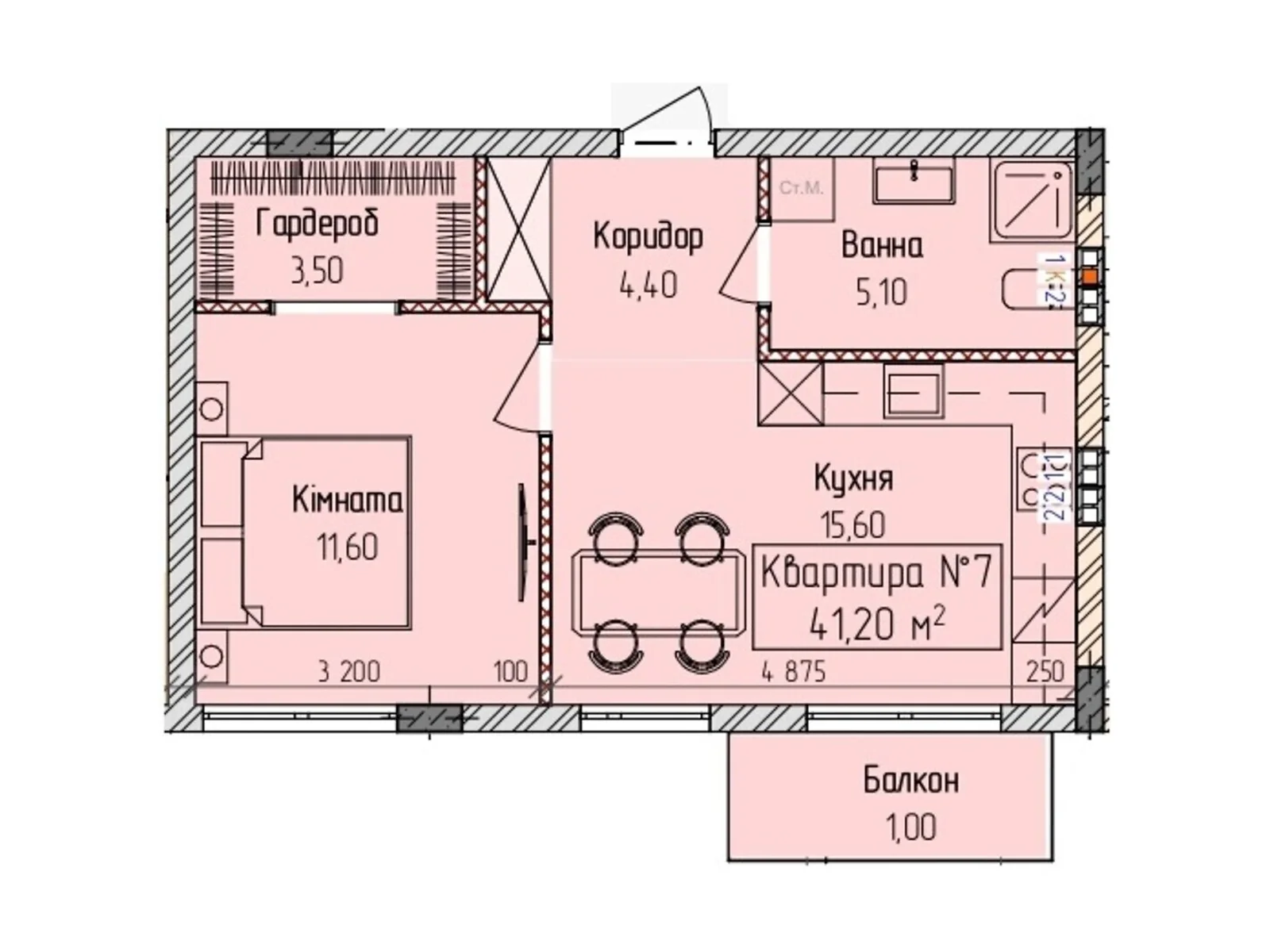 Продається 1-кімнатна квартира 41.2 кв. м у, цена: 34196 $ - фото 1