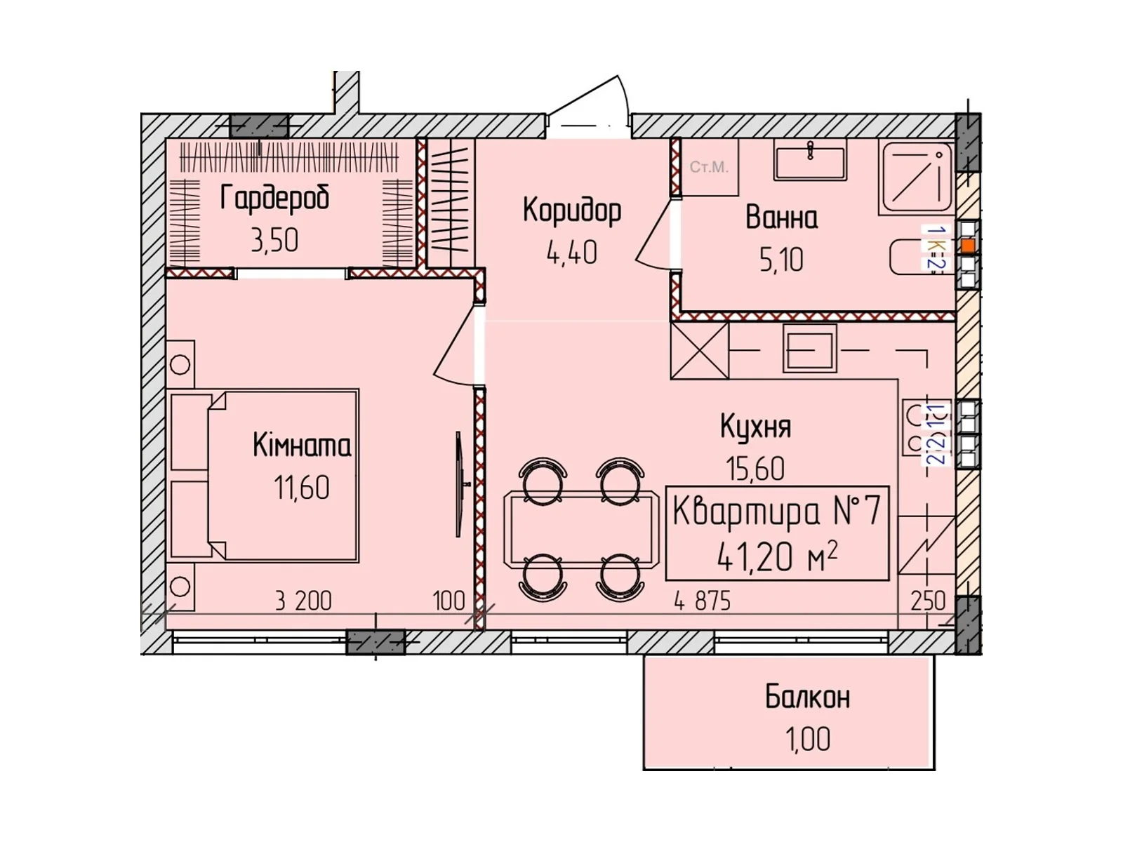 Продается 1-комнатная квартира 41.2 кв. м в Ужгороде, ул. Загорская, 188 - фото 1