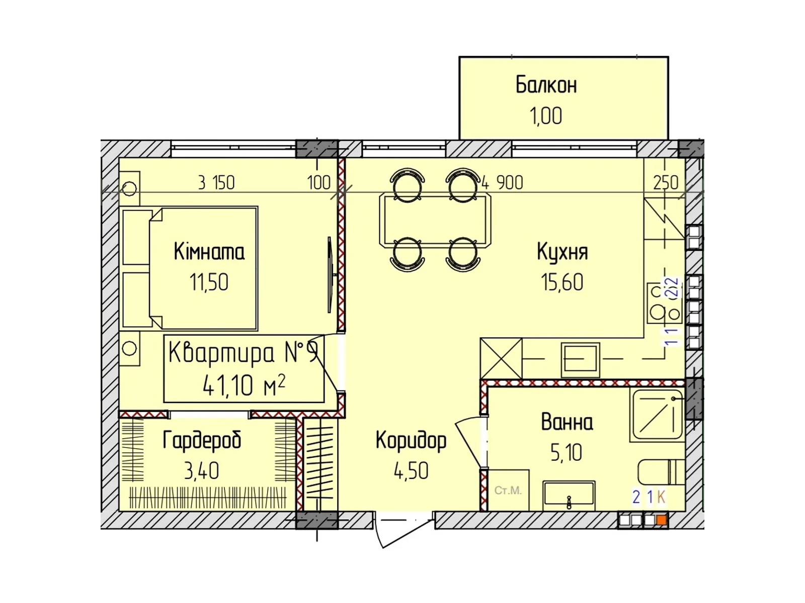 Продається 1-кімнатна квартира 41.1 кв. м у, цена: 34113 $ - фото 1