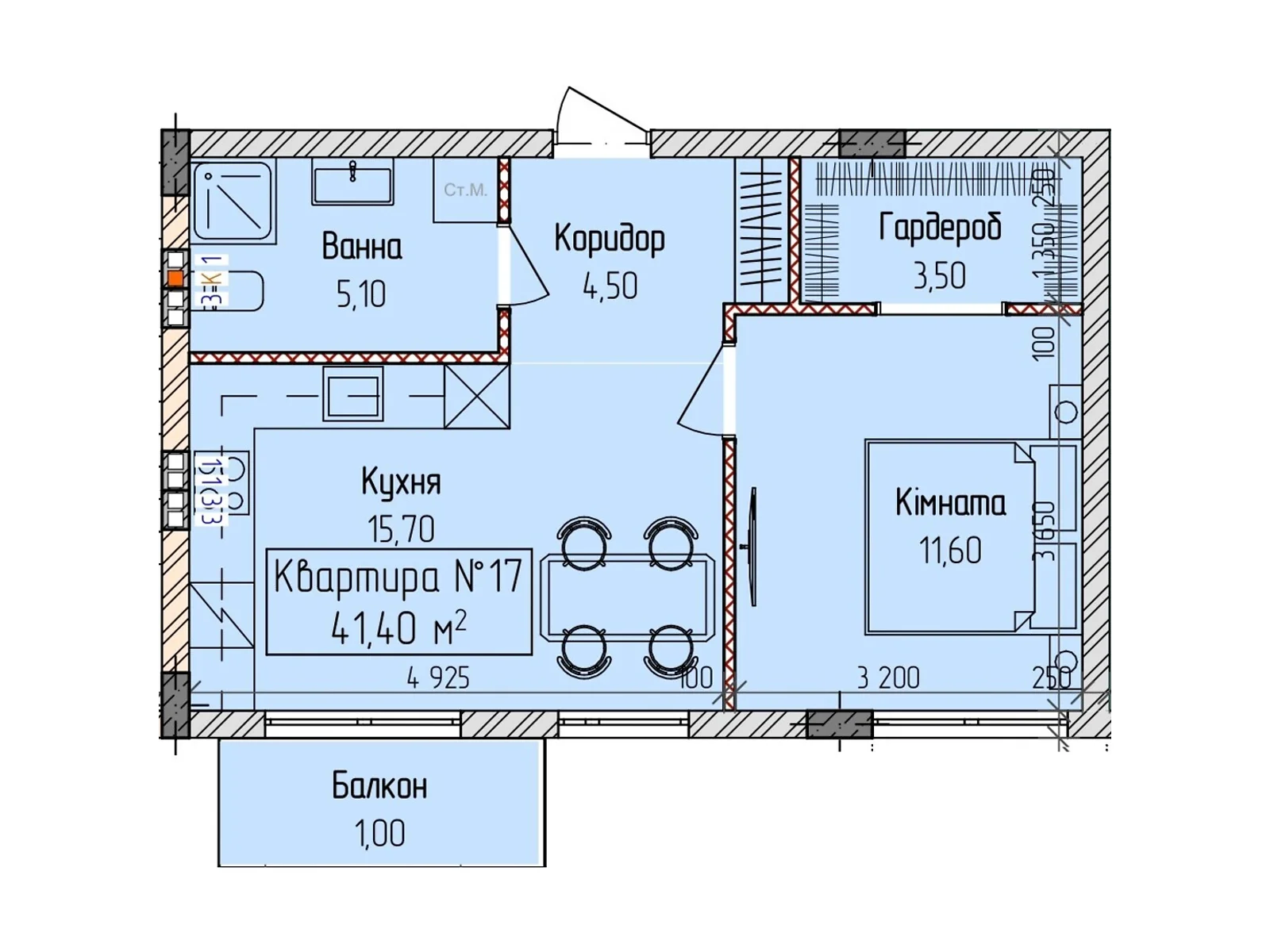 Продается 1-комнатная квартира 41.4 кв. м в Ужгороде, ул. Загорская, 188 - фото 1