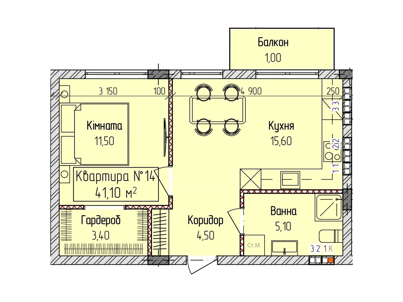 Продается 1-комнатная квартира 41.1 кв. м в Ужгороде, ул. Загорская, 188 - фото 1