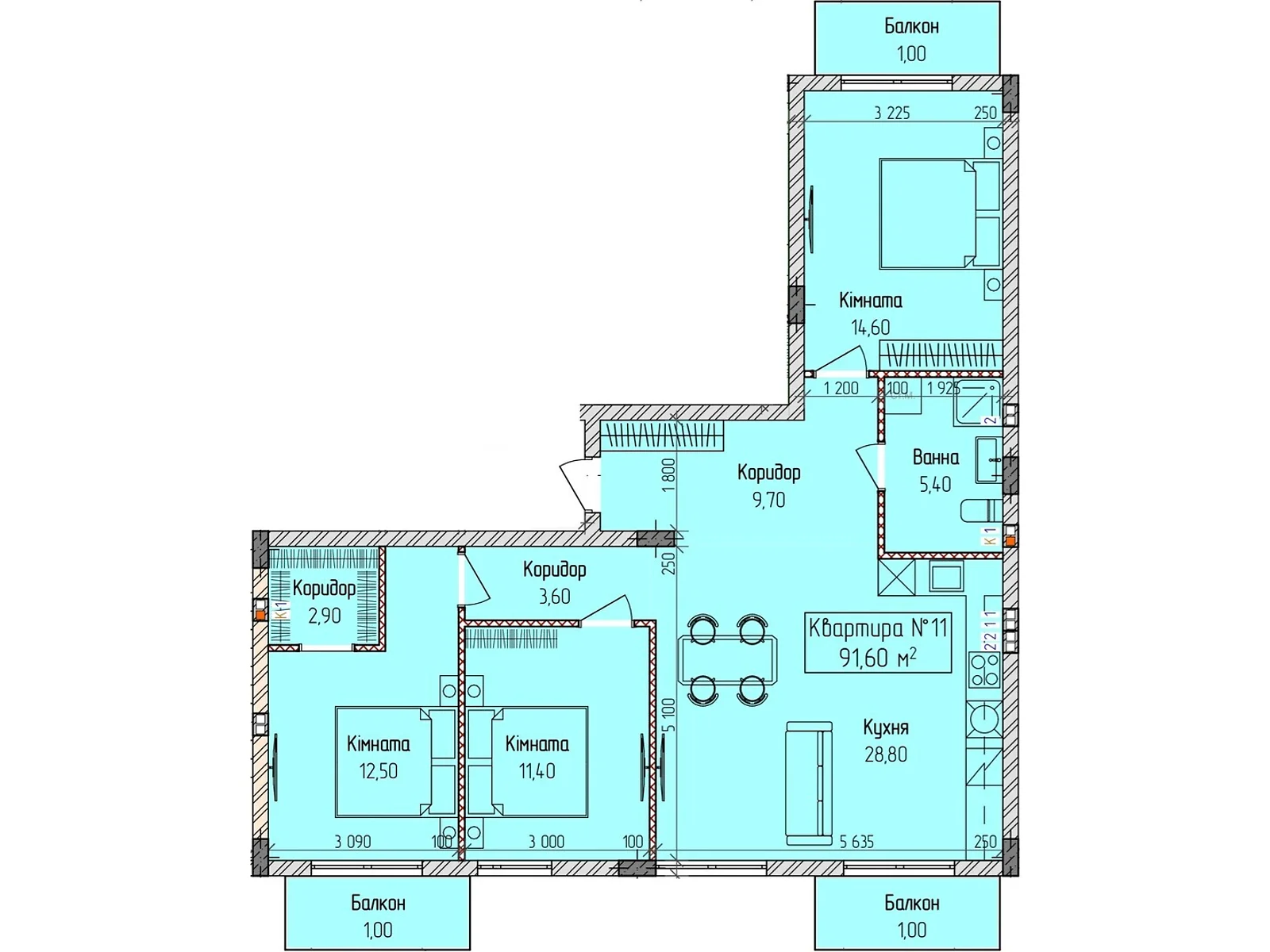 Продается 3-комнатная квартира 91.6 кв. м в Ужгороде, ул. Загорская, 188 - фото 1