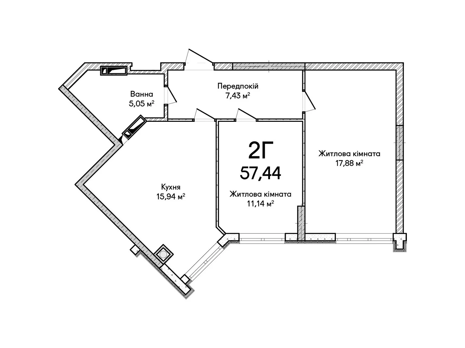 Продається 2-кімнатна квартира 57 кв. м у Ірпені, вул. Ольги Кобилянської(Достоєвського), 1В/27 - фото 1
