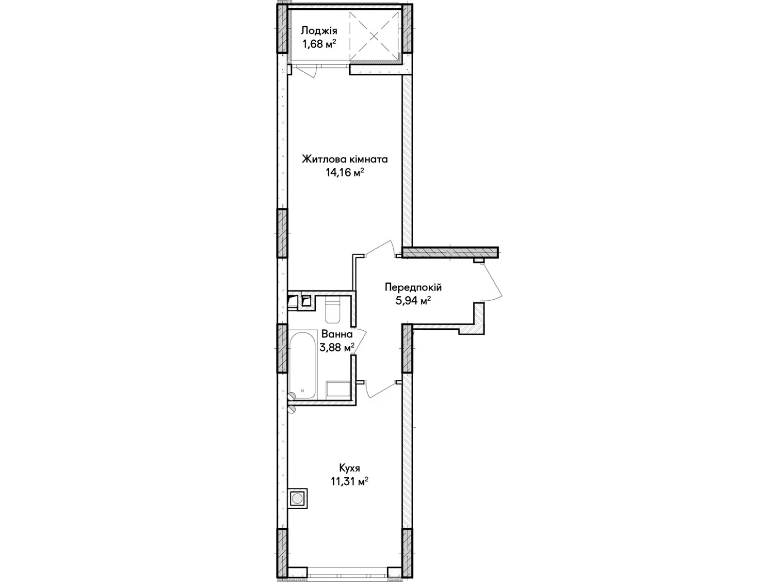 Продается 1-комнатная квартира 37 кв. м в Ирпене, ул. Ольги Кобылянской(Достоевского) - фото 1