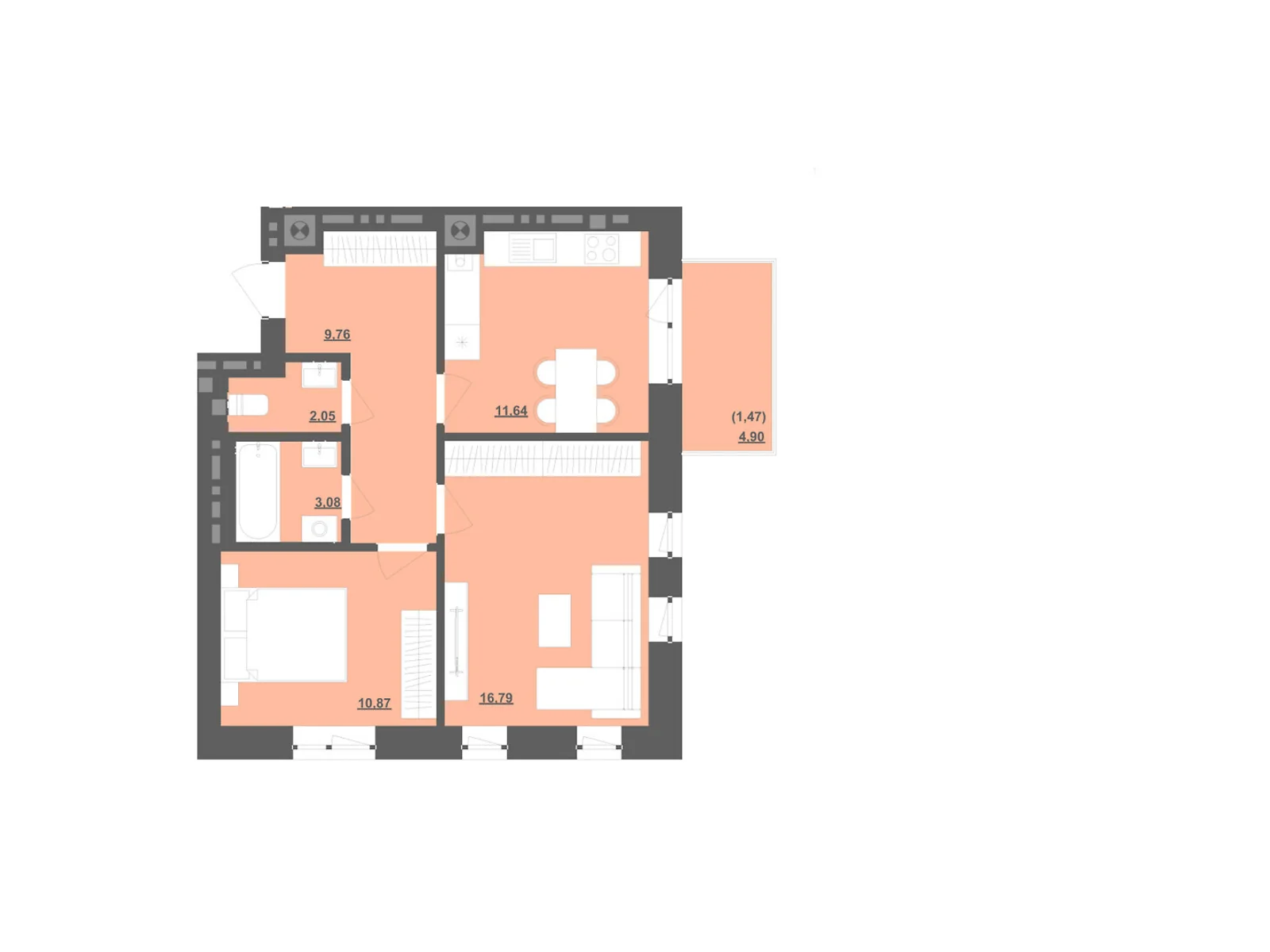 Продається 1-кімнатна квартира 45.32 кв. м у Пустомитах, вул. Садова - фото 1