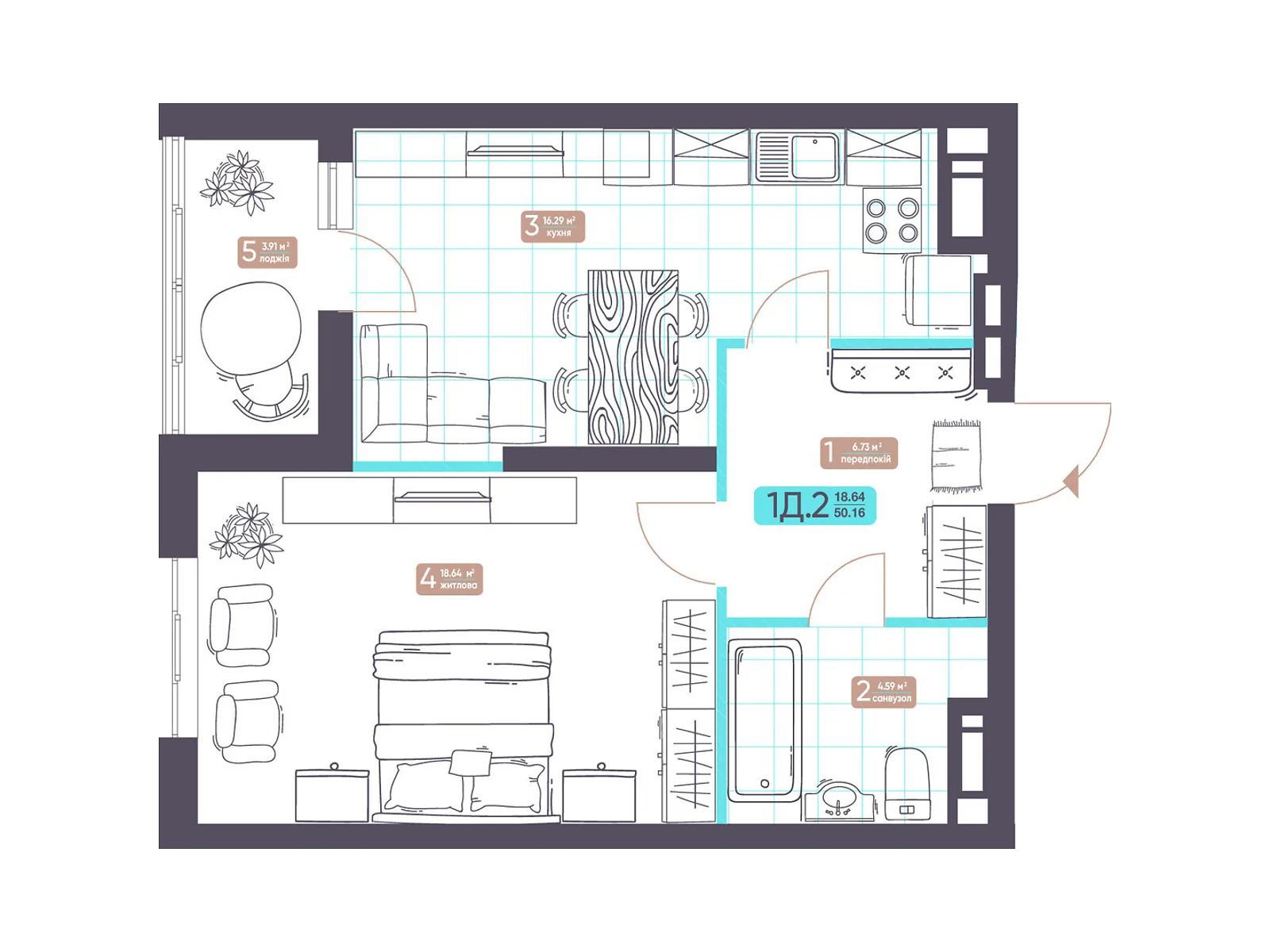 Продается 1-комнатная квартира 50.16 кв. м в Киеве, ул. Академика Заболотного, 15 - фото 1
