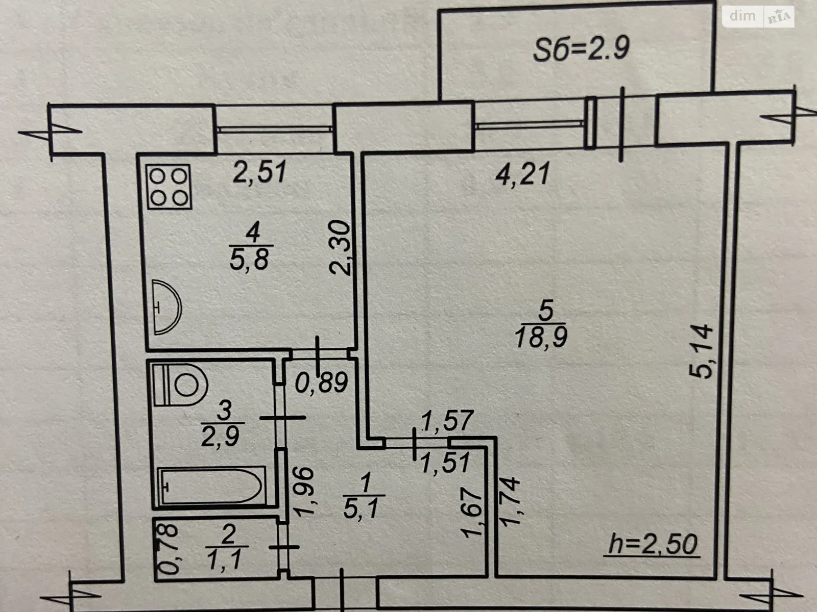 Продается 1-комнатная квартира 34.67 кв. м в, цена: 19000 $ - фото 1