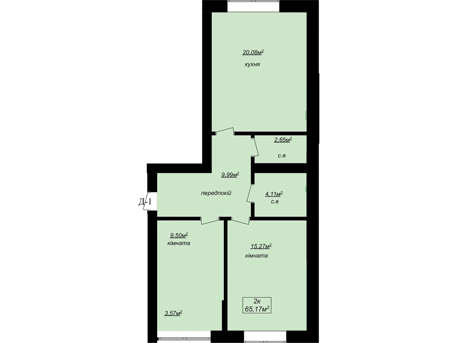 Продается 2-комнатная квартира 65 кв. м в Чагоре, цена: 71500 $ - фото 1