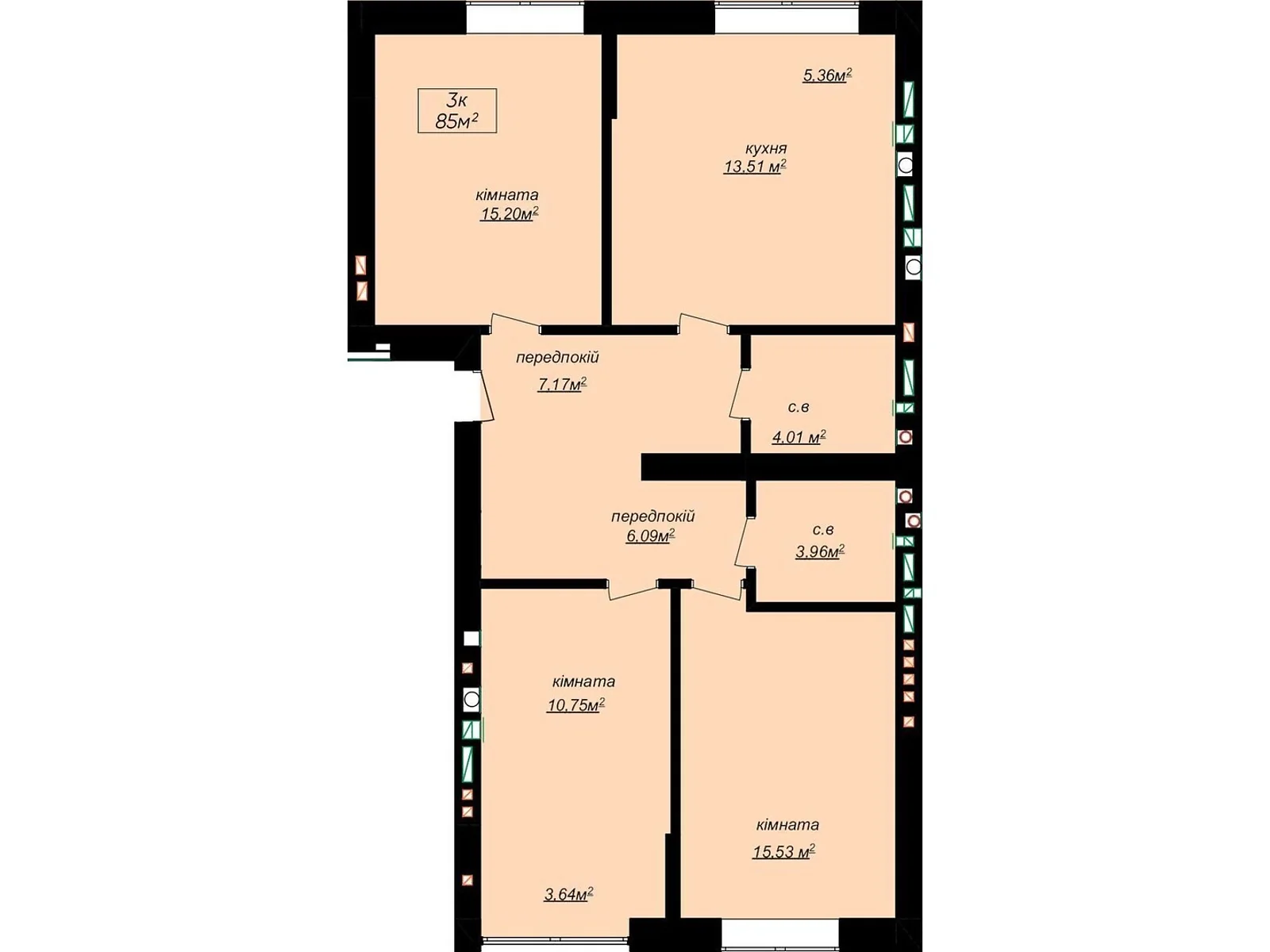 Продается 3-комнатная квартира 85 кв. м в Чагоре, цена: 93500 $ - фото 1