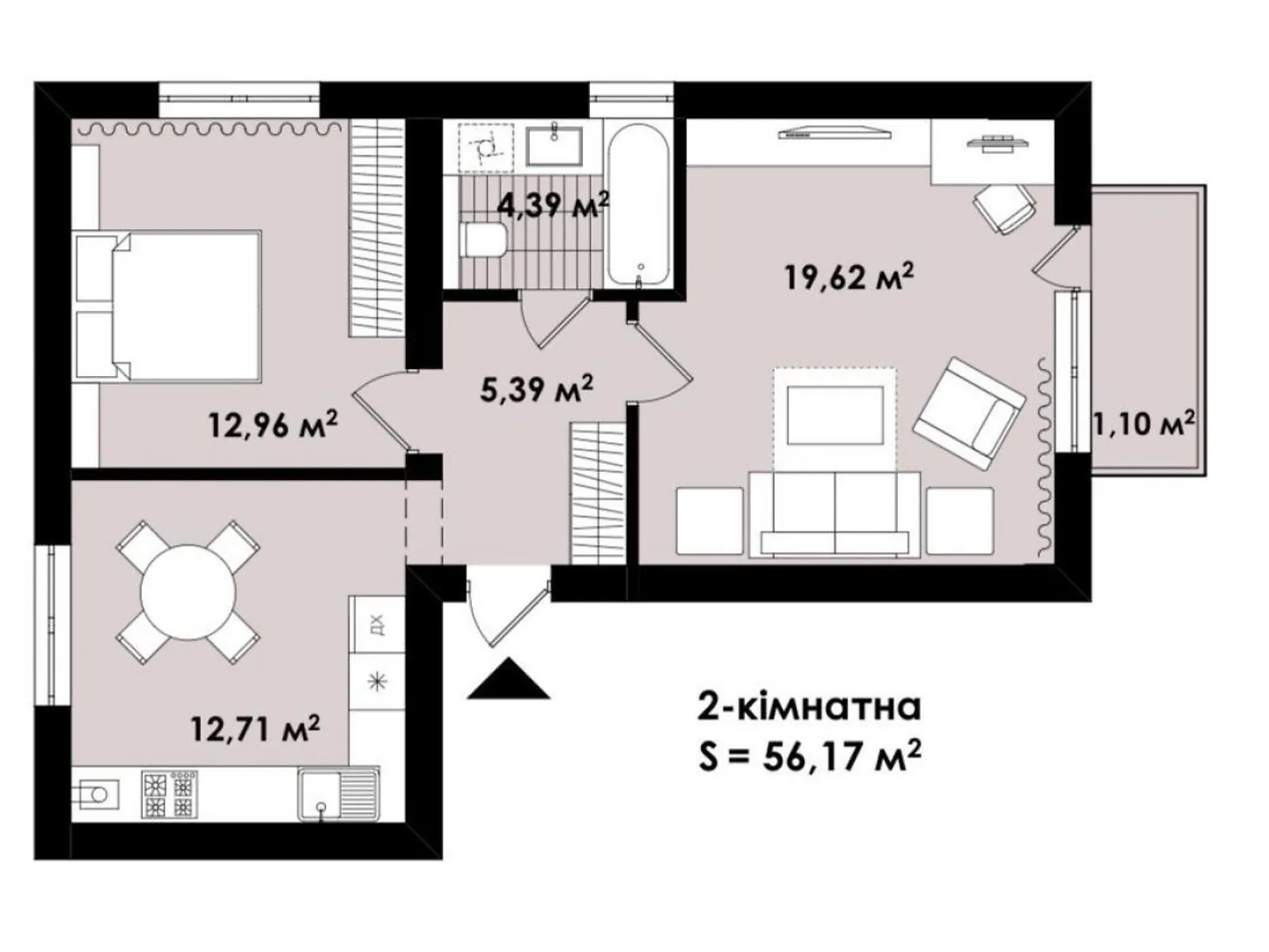 Продается 2-комнатная квартира 56.17 кв. м в Ровно, ул. Назара Небожинского(Павлюченко) - фото 1
