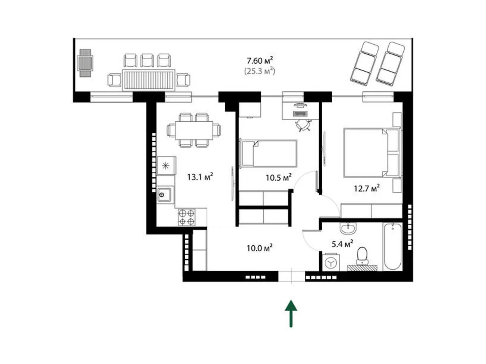 Продается 2-комнатная квартира 59.3 кв. м в, цена: 105851 $ - фото 1