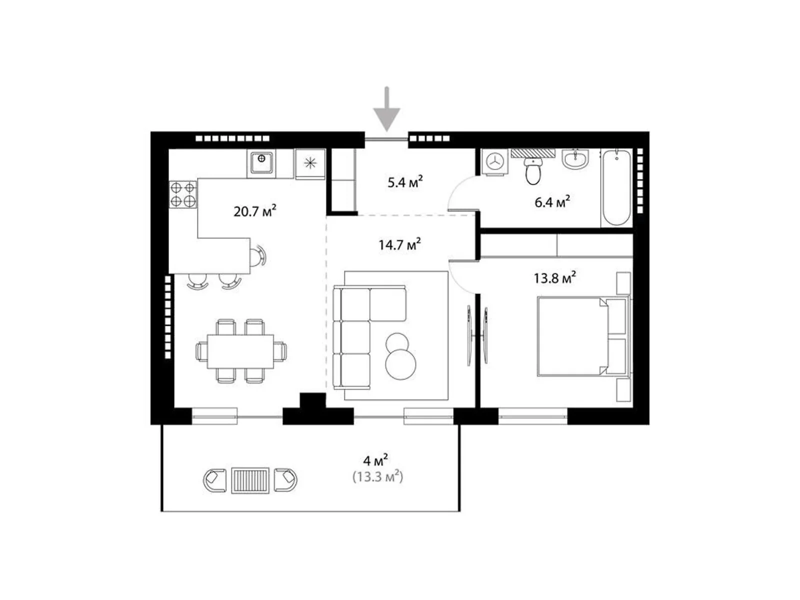 Продається 2-кімнатна квартира 65 кв. м у Ужгороді, вул. Легоцького, 80 - фото 1