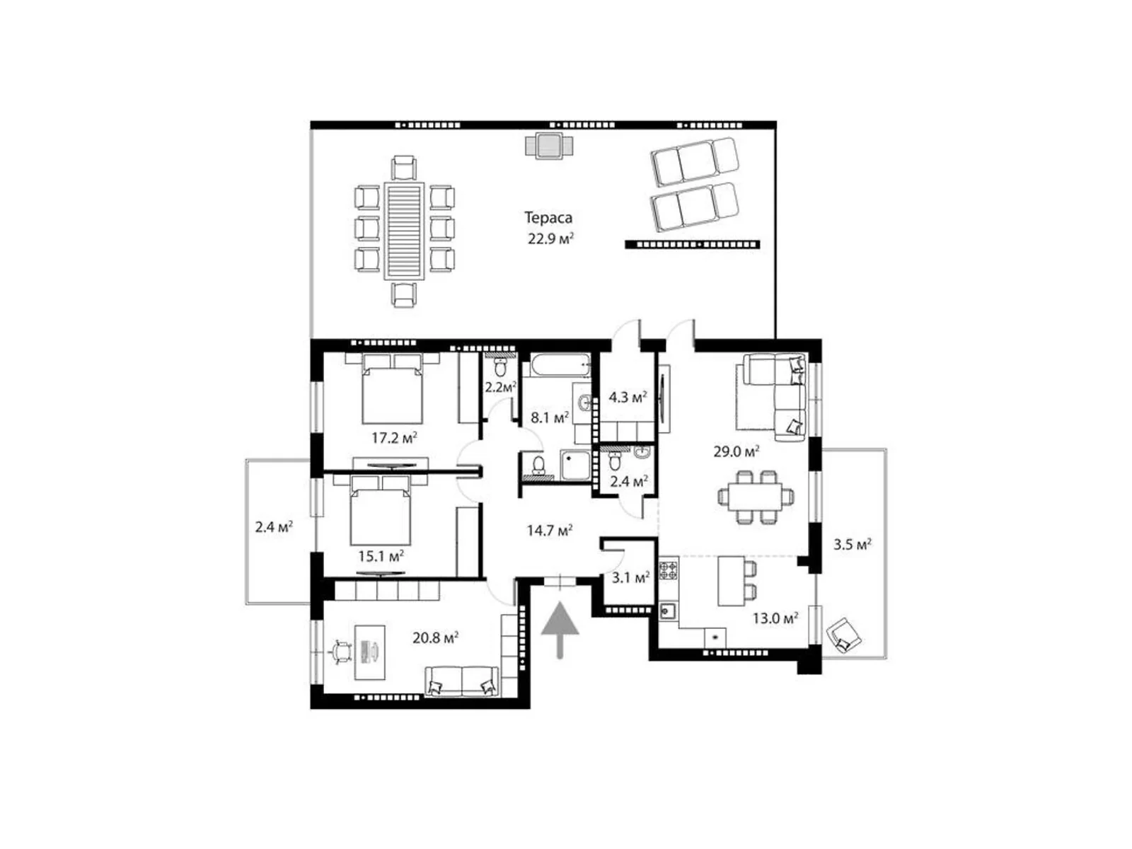 Продается 3-комнатная квартира 158.7 кв. м в Ужгороде, ул. Легоцкого, 80 - фото 1
