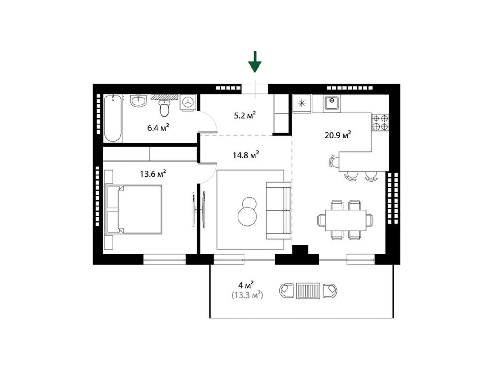 Продається 2-кімнатна квартира 64.9 кв. м у Ужгороді, вул. Легоцького, 80 - фото 1