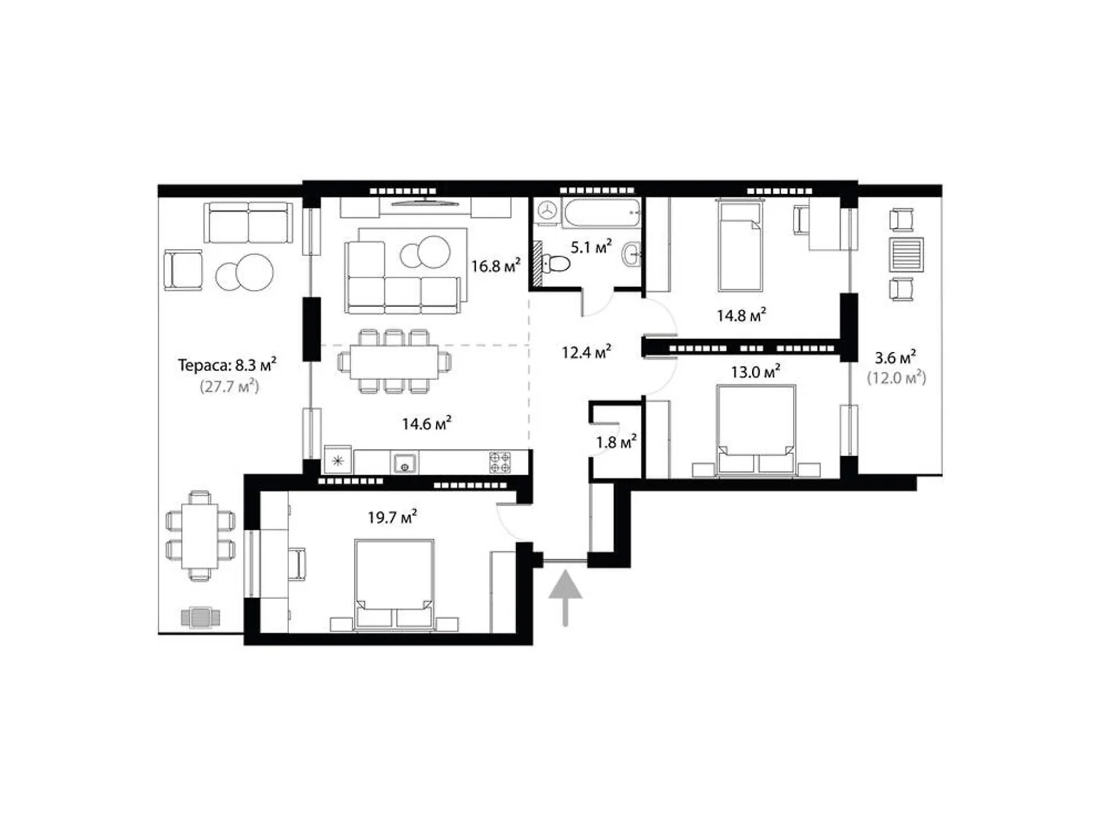 Продается 3-комнатная квартира 110.1 кв. м в Ужгороде, ул. Легоцкого, 80 - фото 1