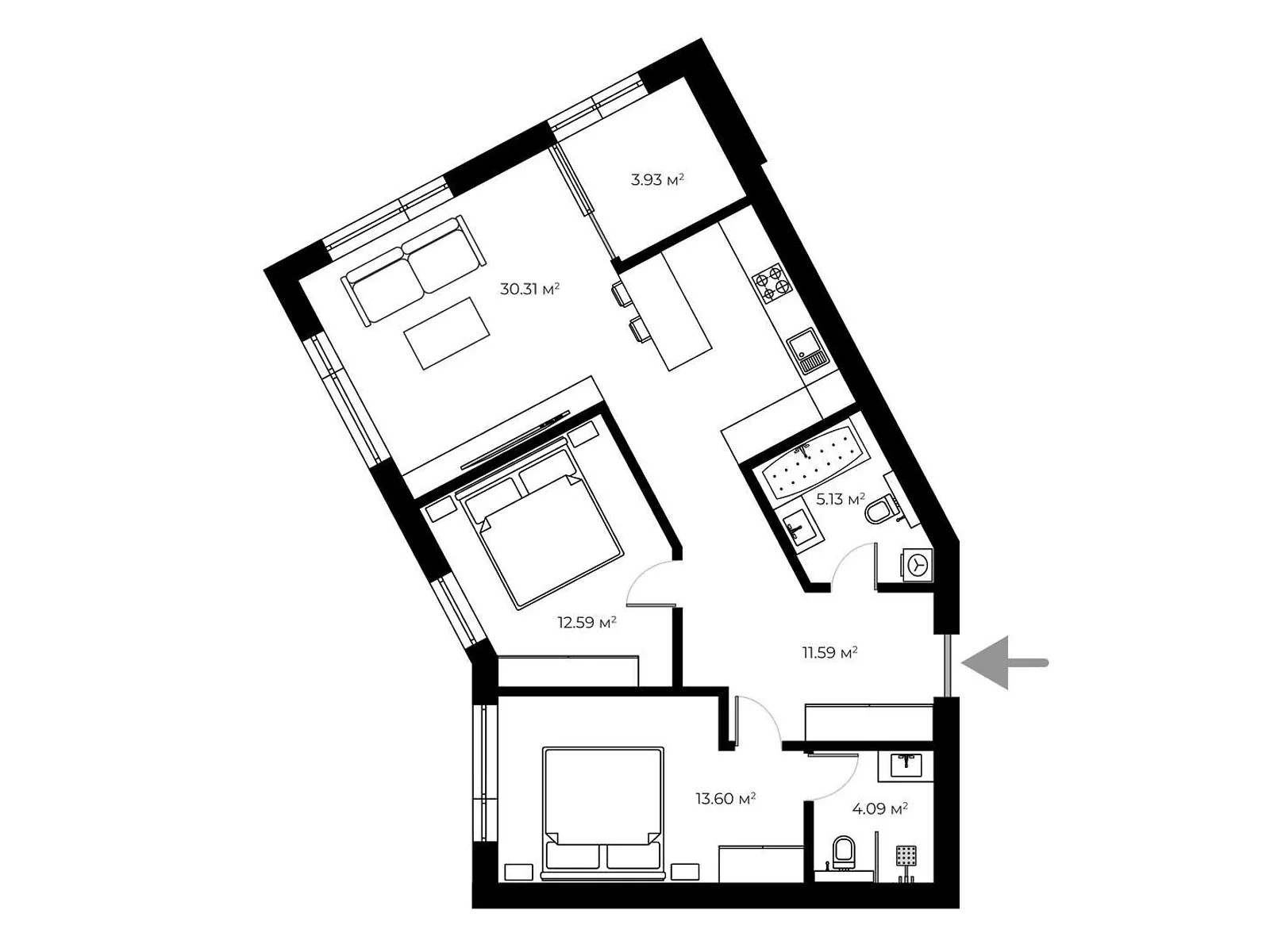 Продается 2-комнатная квартира 81.2 кв. м в Ужгороде, ул. Живописная, 8 - фото 1