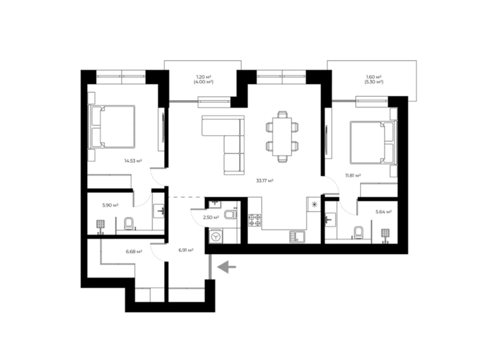 Продается 1-комнатная квартира 88.7 кв. м в Ужгороде, ул. Запорожская, 1 - фото 1
