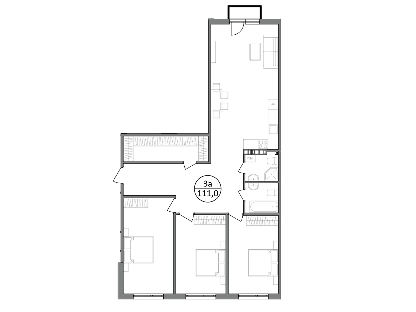 Продается 3-комнатная квартира 111.1 кв. м в Басовке, Кольцевая дор. - фото 1