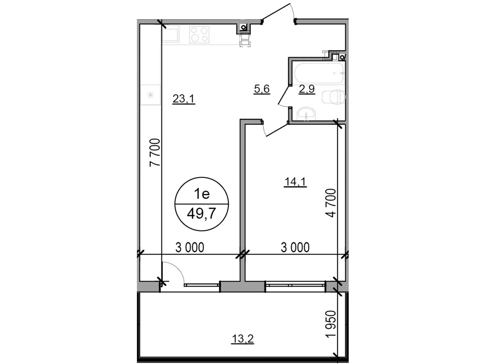 Продается 1-комнатная квартира 49.7 кв. м в Басовке, Кольцевая дор. - фото 1