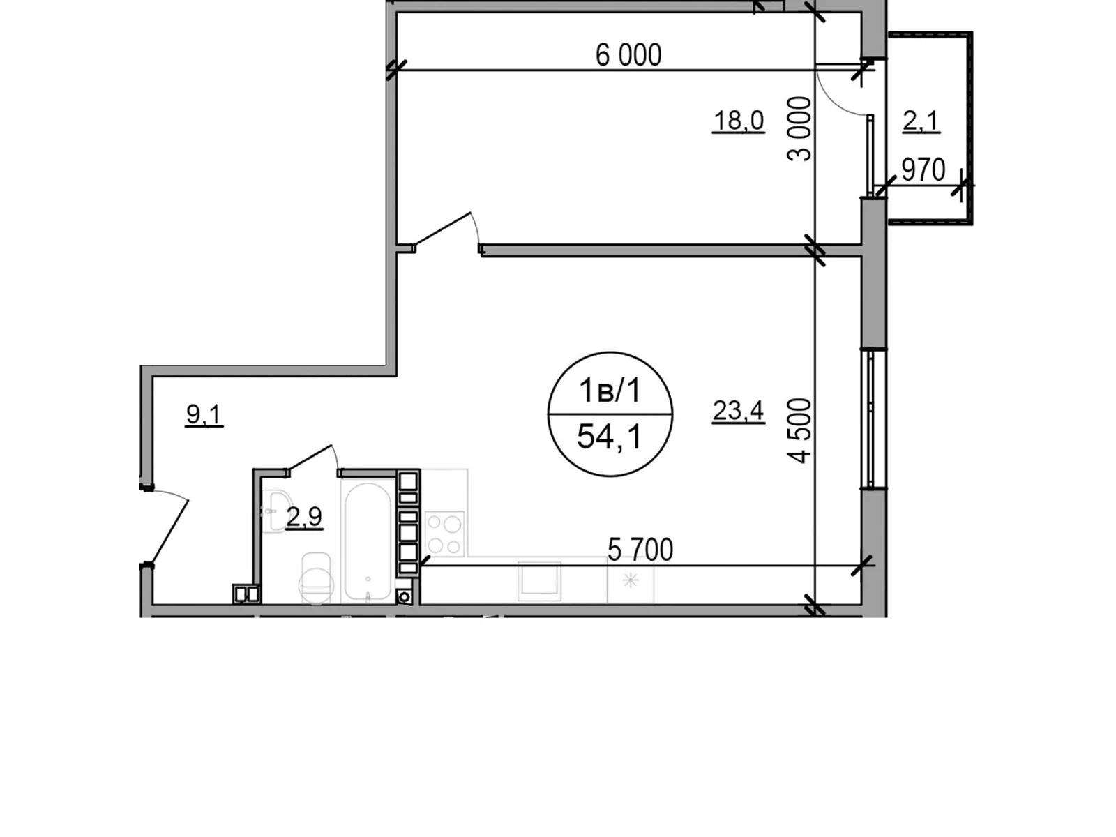 Продается 1-комнатная квартира 54.1 кв. м в Басовке, Кольцевая дор. - фото 1