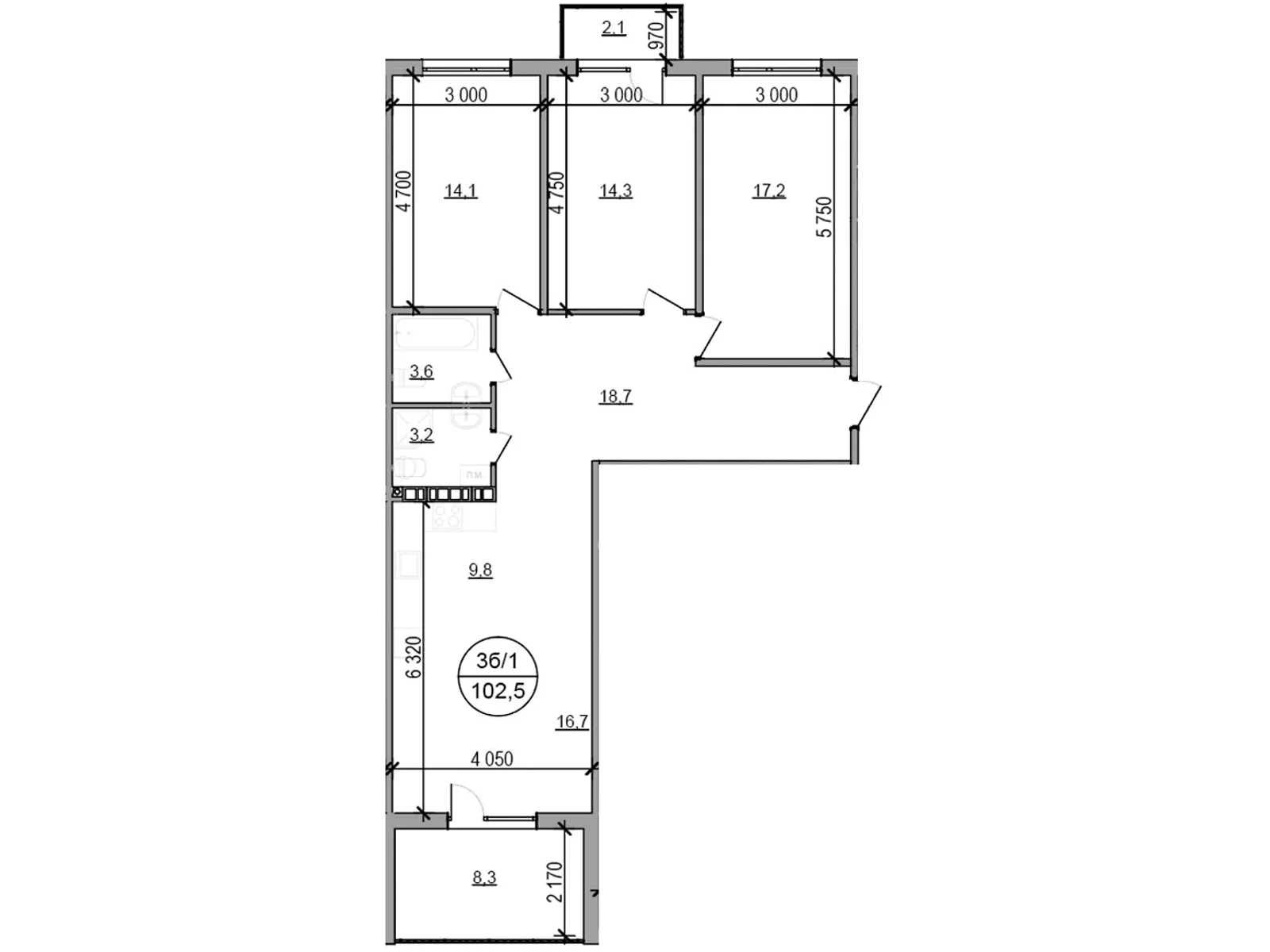 Продається 3-кімнатна квартира 102.5 кв. м у Басівці, цена: 90713 $ - фото 1