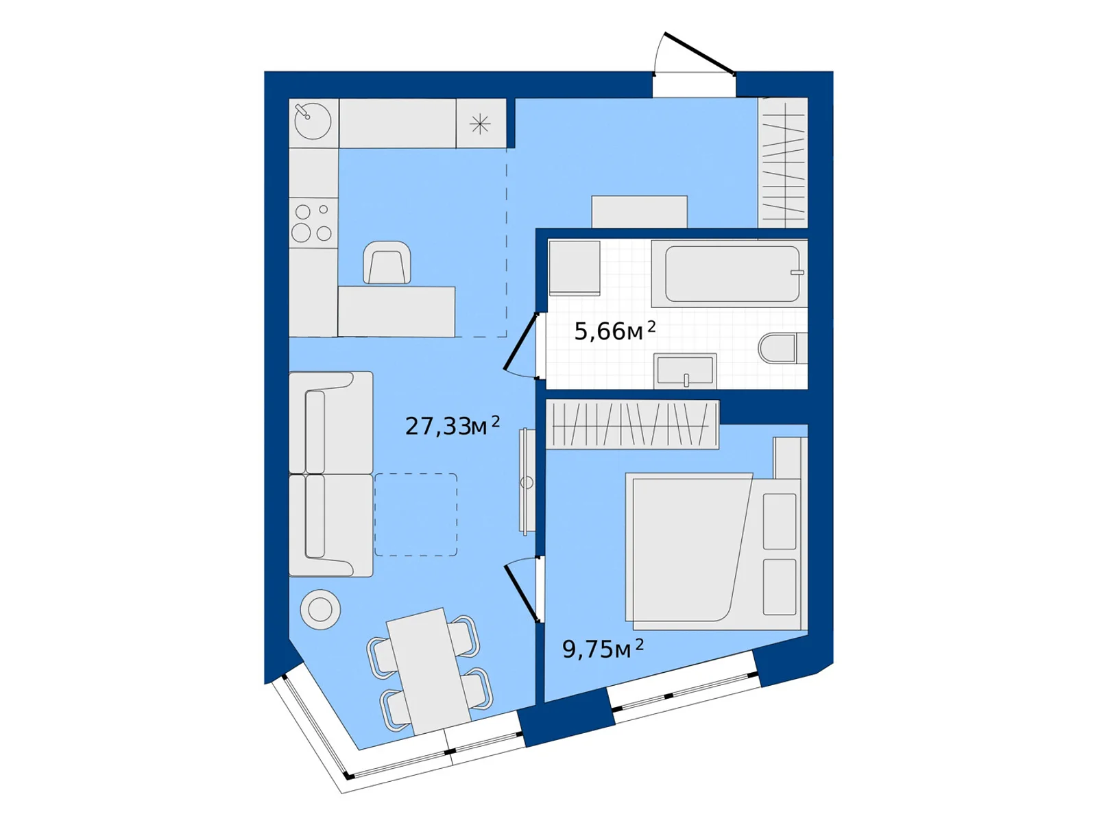 Продается 1-комнатная квартира 41.76 кв. м в Хмельницком, ул. Озерная, 20 - фото 1