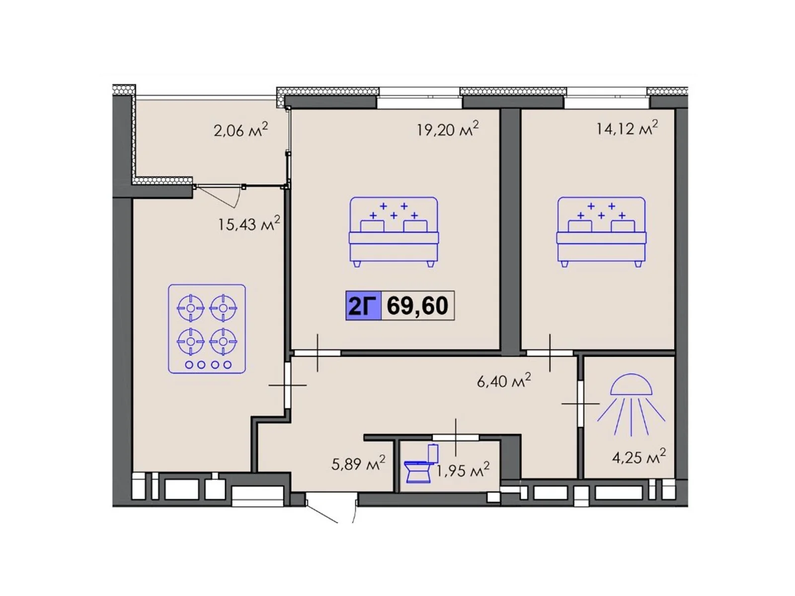 Продается 2-комнатная квартира 69.6 кв. м в Черкассах, ул. Героев Днепра - фото 1
