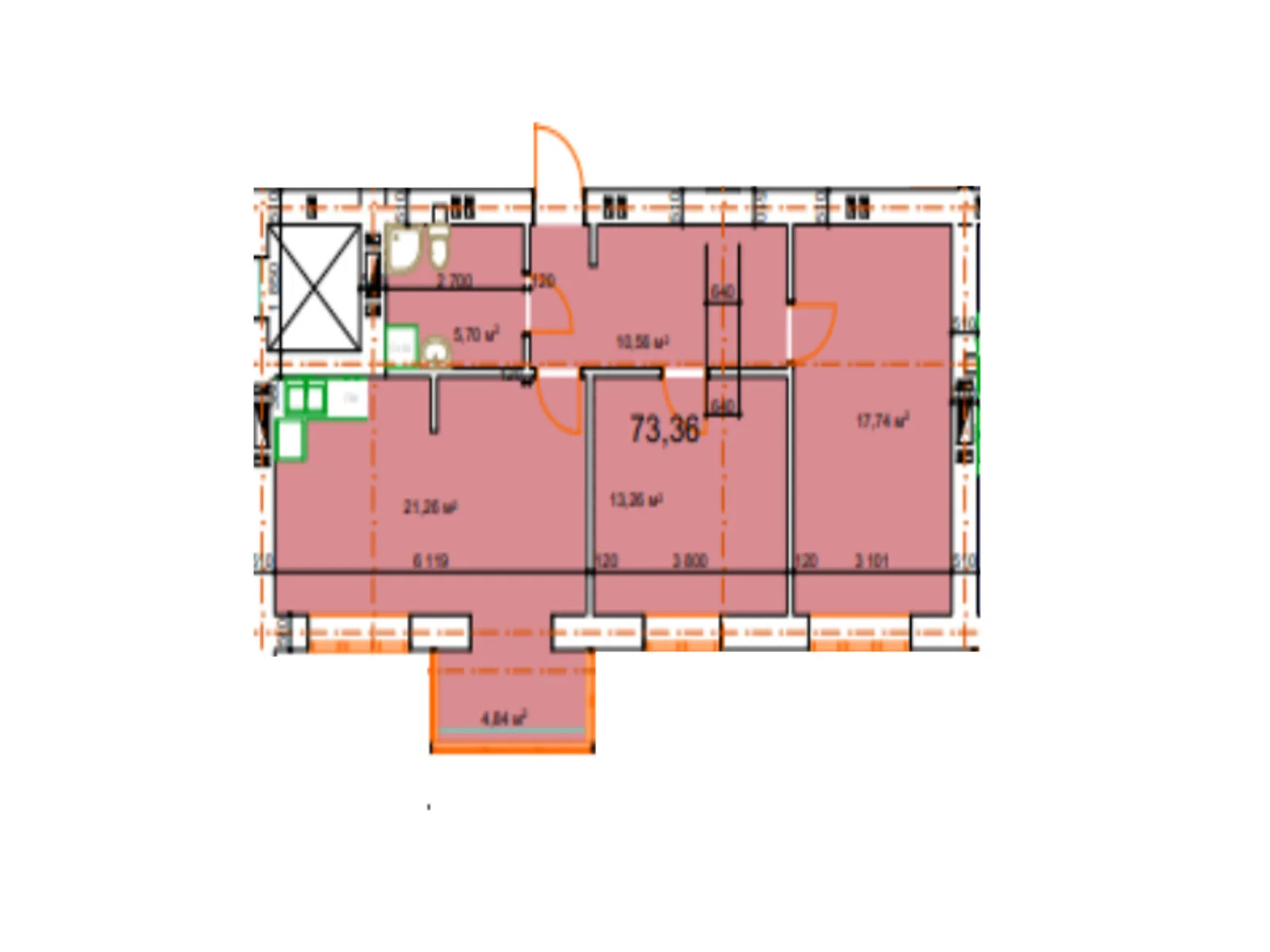 Продается 2-комнатная квартира 73.36 кв. м в Калуше, ул. Малицкой - фото 1