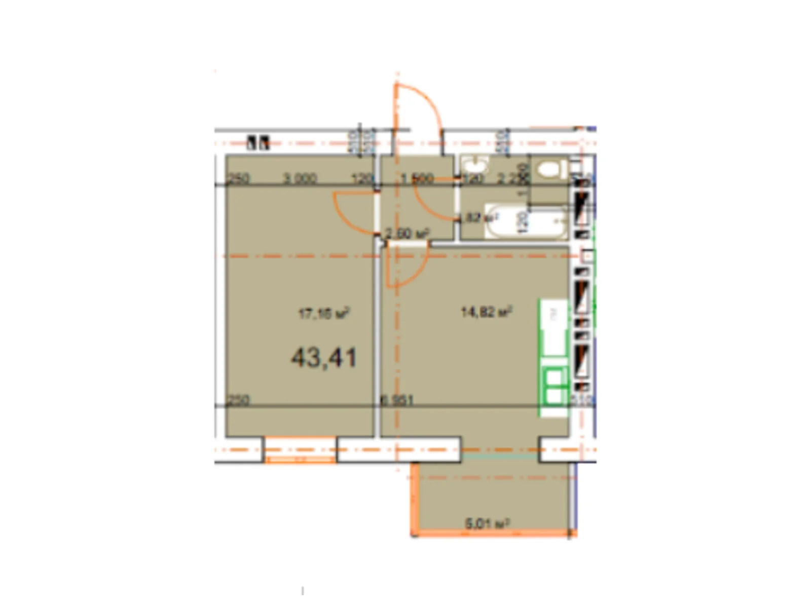 Продается 1-комнатная квартира 43.41 кв. м в Калуше, ул. Малицкой - фото 1