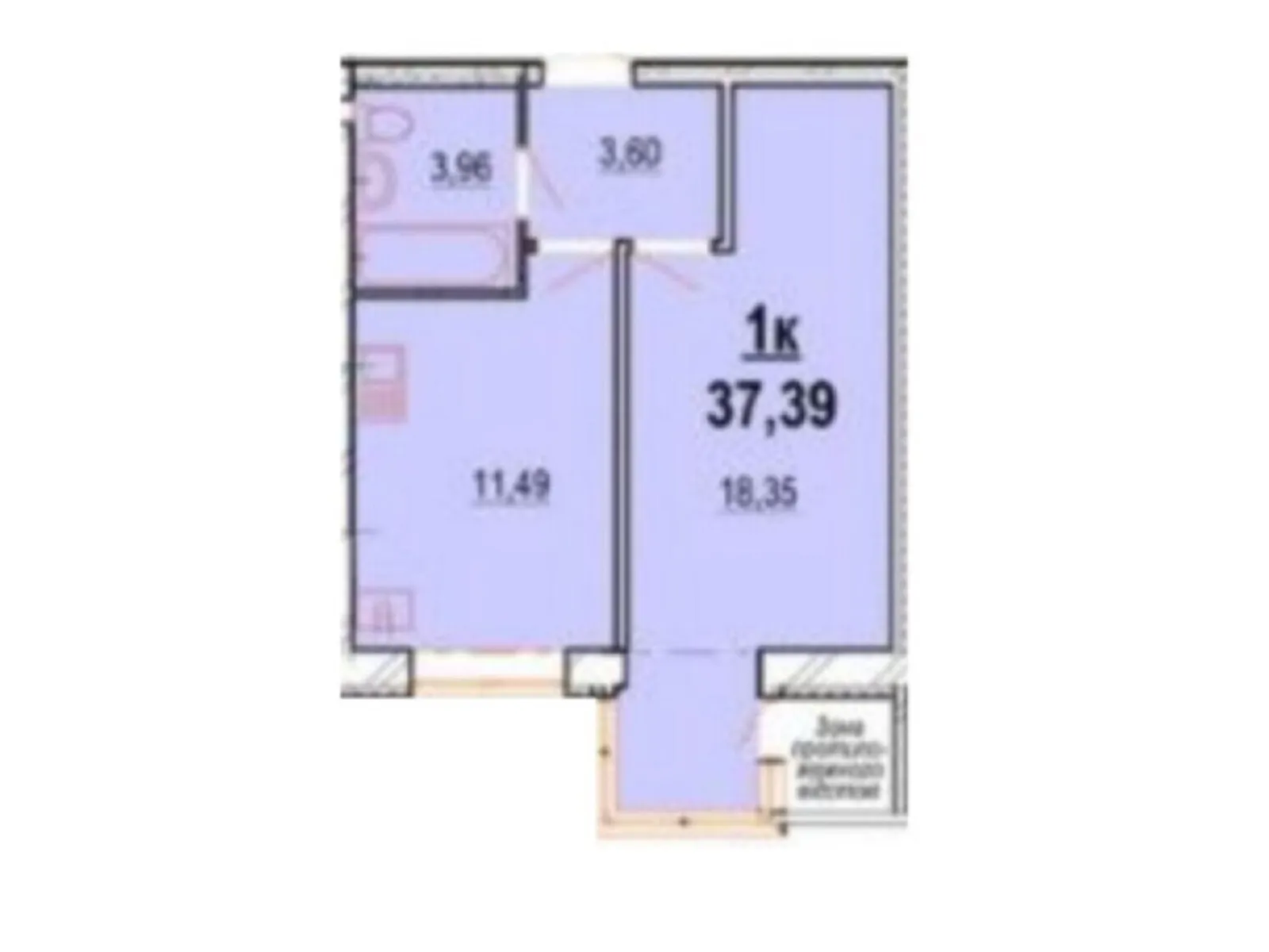 Продается 1-комнатная квартира 38 кв. м в Виннице, ул. Васильковая, 4Б - фото 1