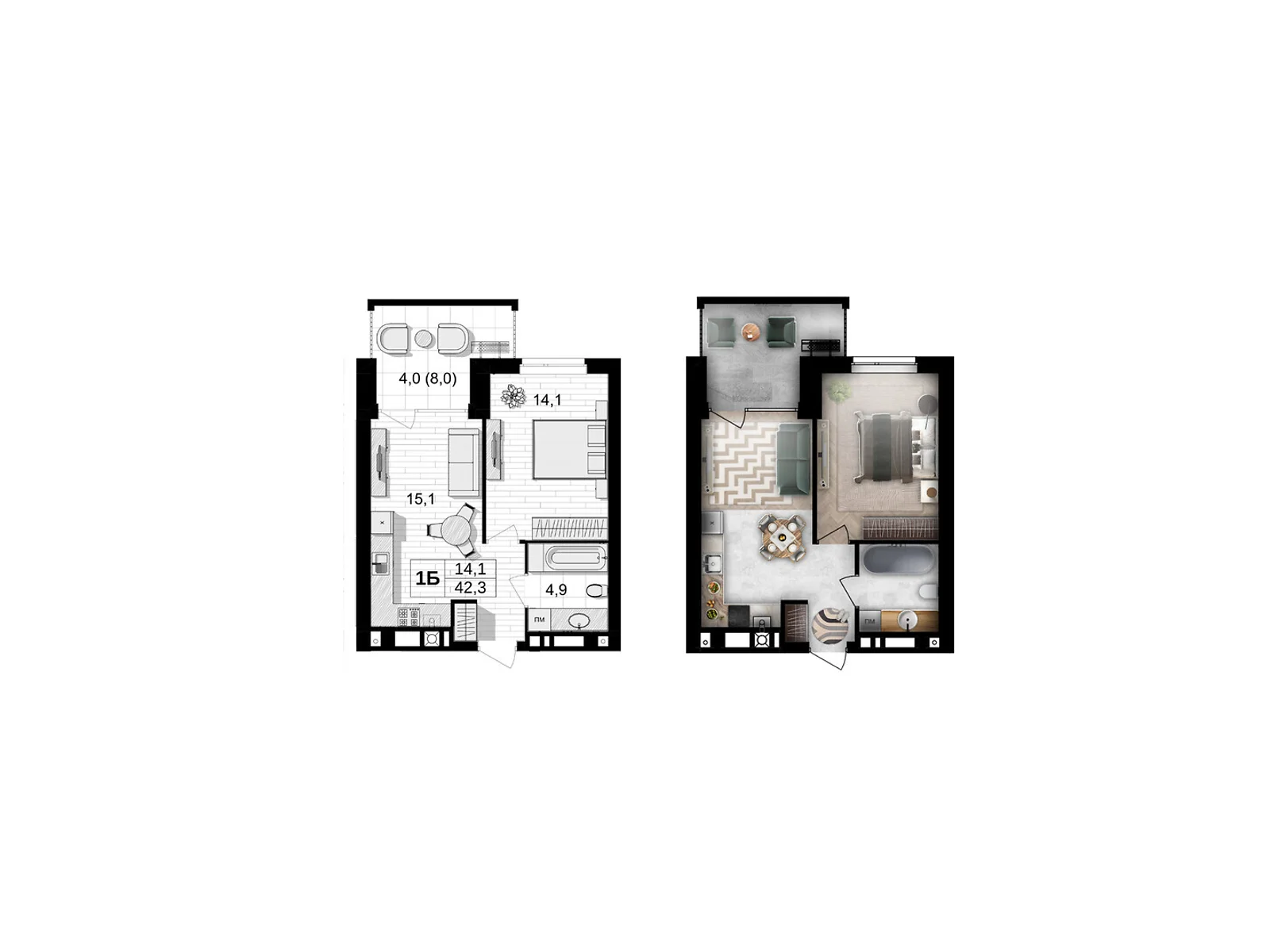 Продается 1-комнатная квартира 42.3 кв. м в Виннице, ул. Праведников мира(Максимовича), 6 - фото 1