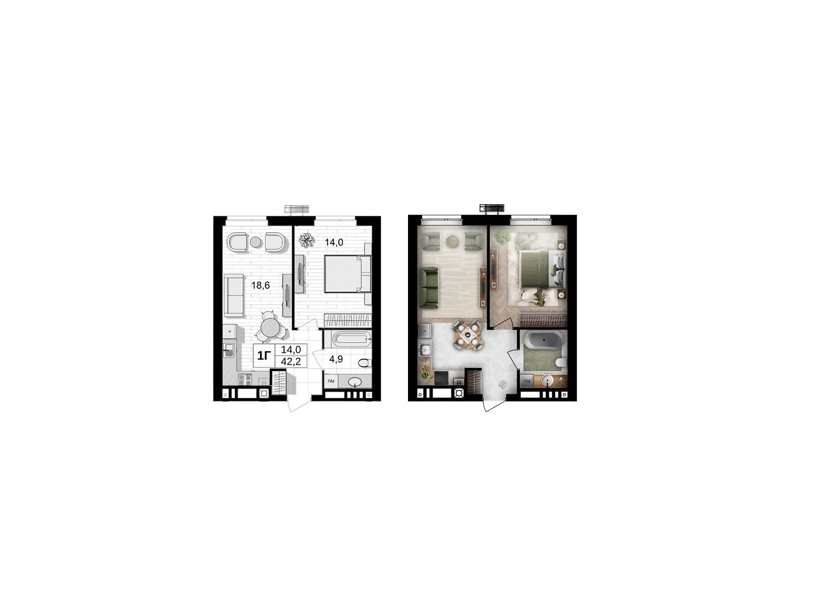 Продается 1-комнатная квартира 42.2 кв. м в Виннице, ул. Праведников мира(Максимовича), 6 - фото 1