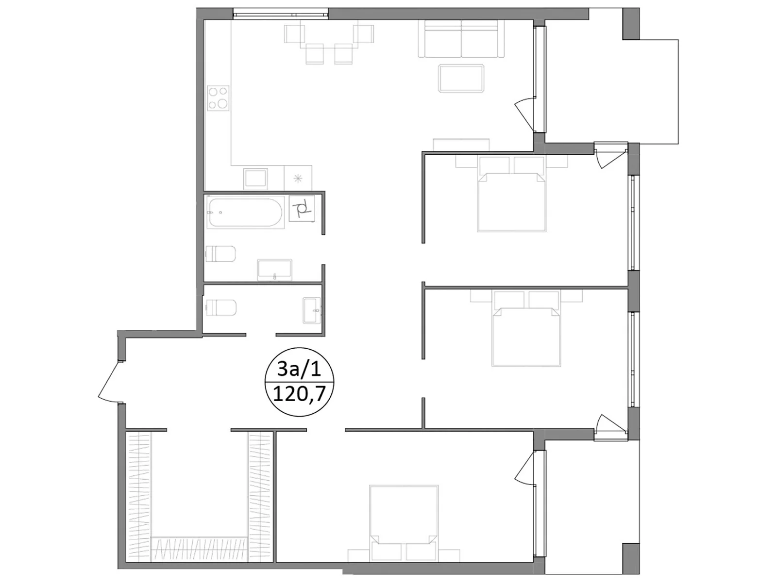 Продается 3-комнатная квартира 120.7 кв. м в Брюховичах, ул. Широкая, 22 - фото 1