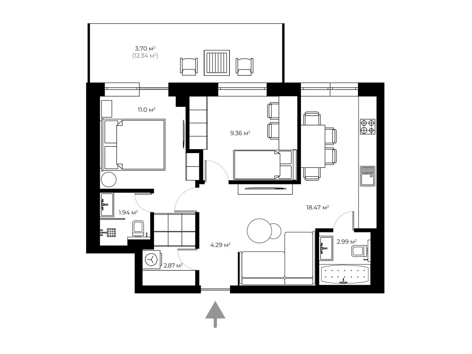 Продається 2-кімнатна квартира 56.9 кв. м у Ужгороді, вул. Легоцького, 80 - фото 1