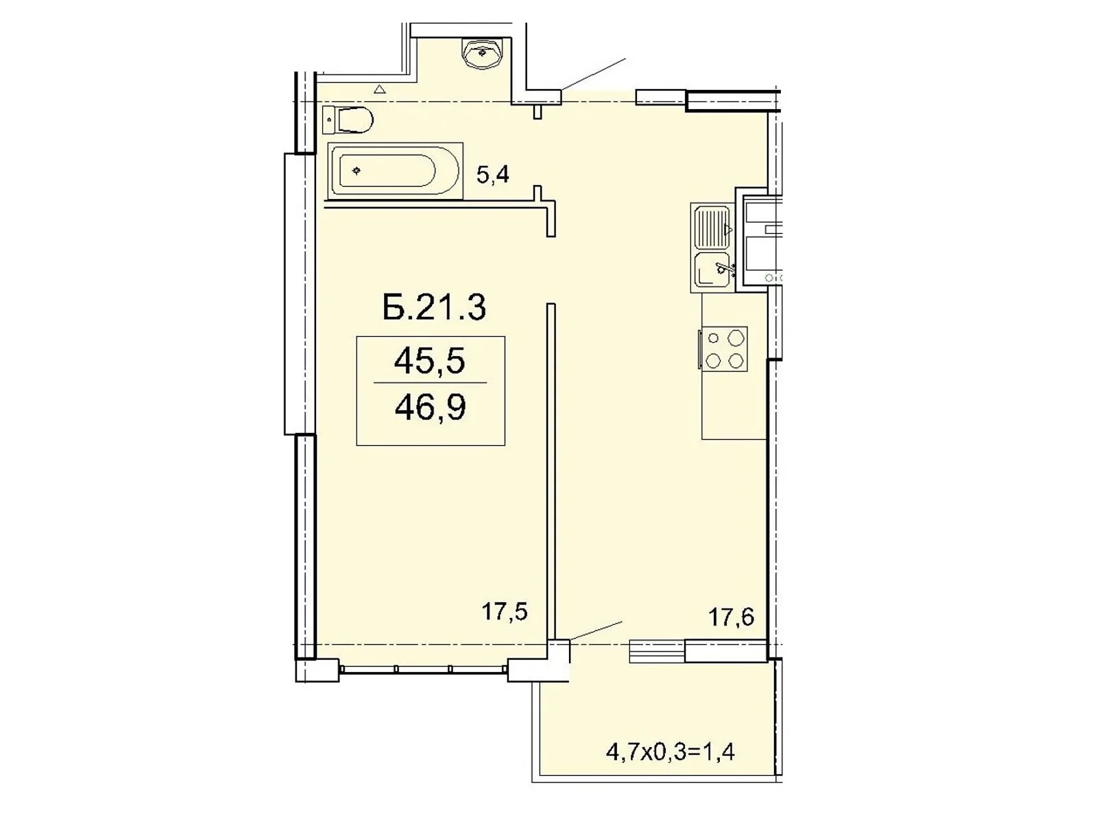 Продается 1-комнатная квартира 46.9 кв. м в Одессе, Фонтанская дор., 25 - фото 1