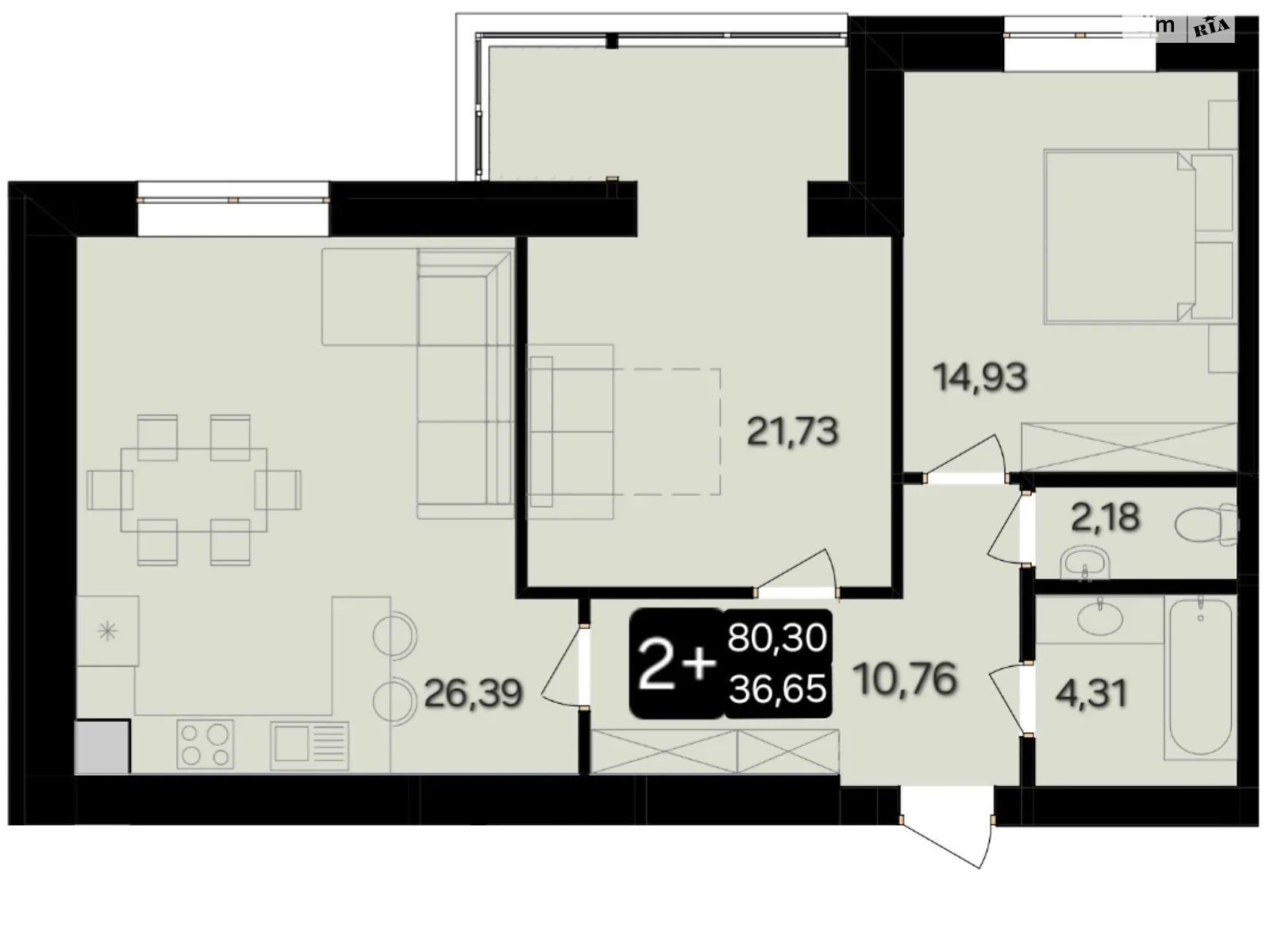 Продается 2-комнатная квартира 80.3 кв. м в Хмельницком, ул. Тернопольская, 13/6А - фото 1