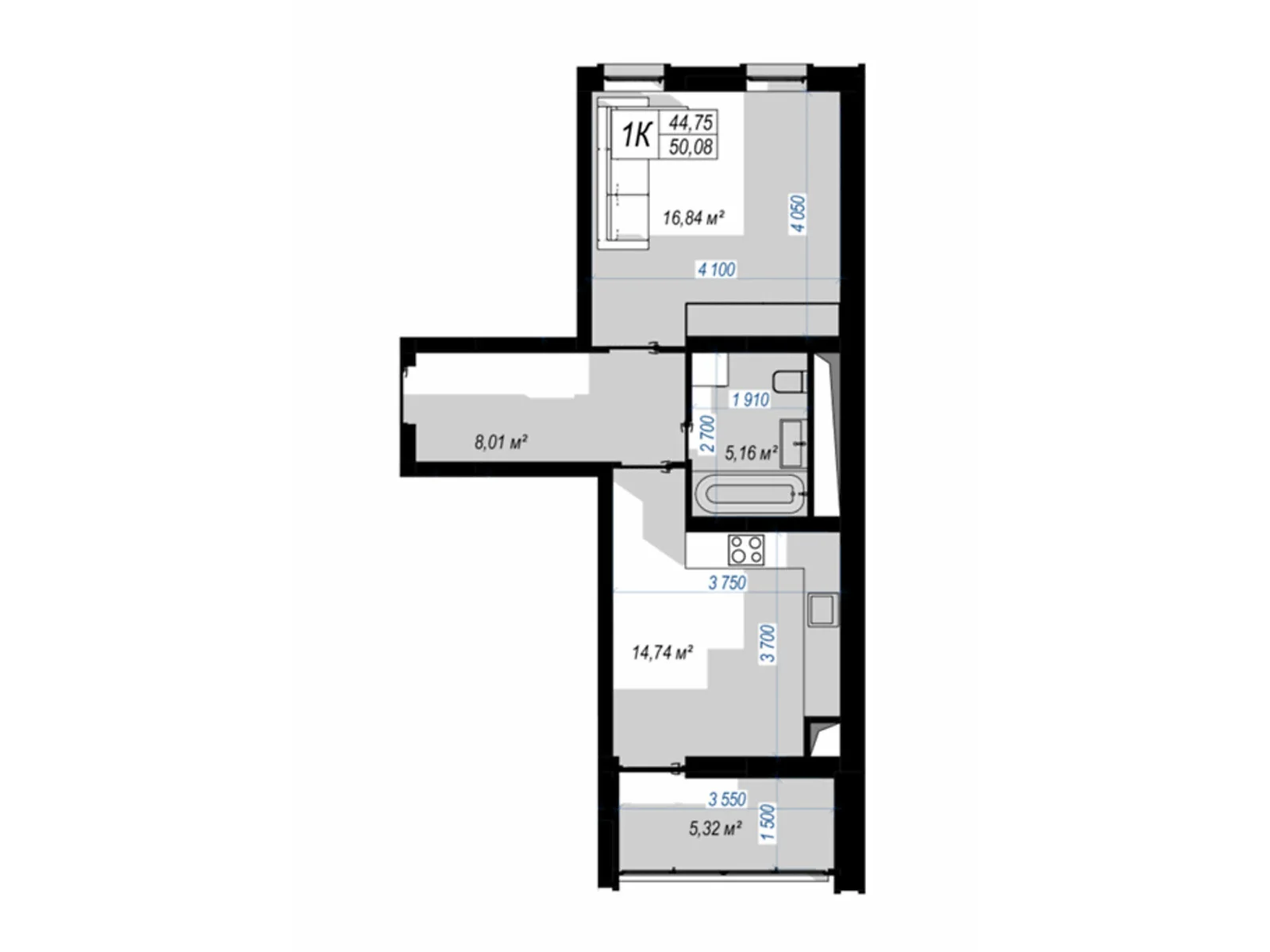 Продается 1-комнатная квартира 50 кв. м в Ивано-Франковске, ул. Химиков, 92 - фото 1