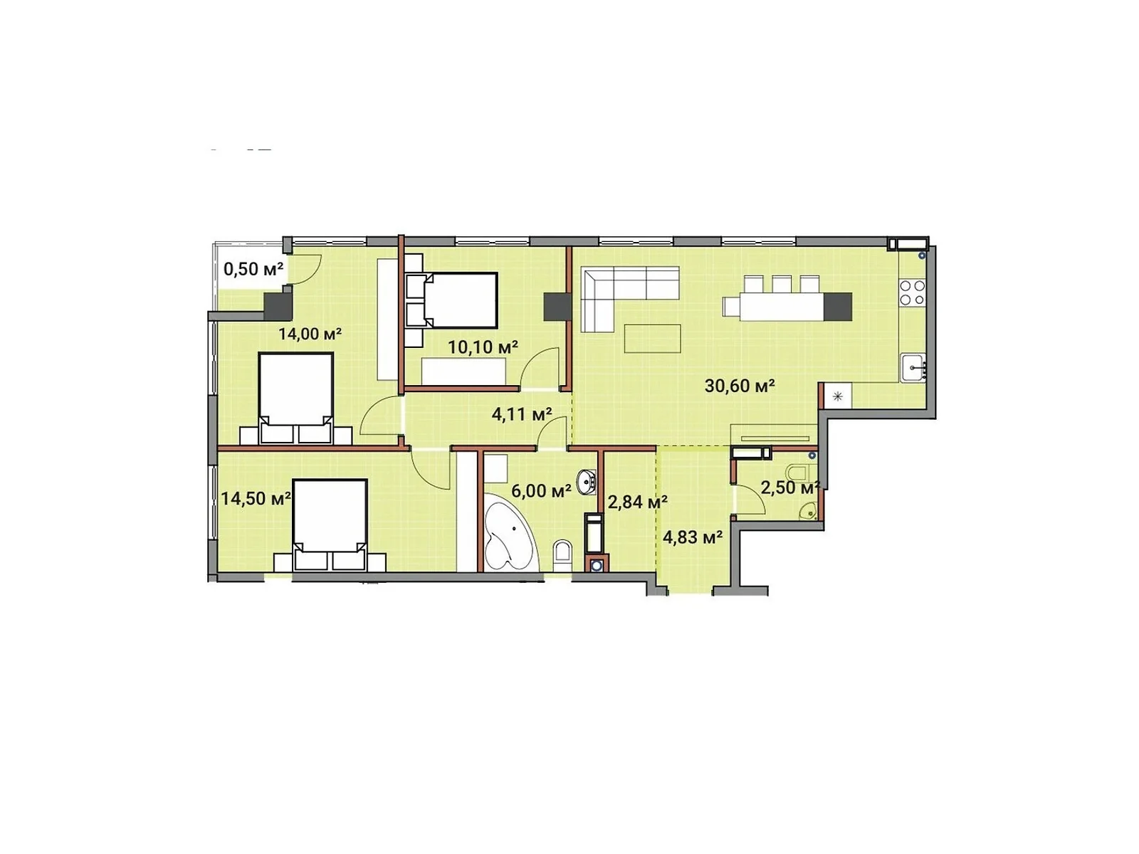 Продается 3-комнатная квартира 85 кв. м в Ивано-Франковске, ул. Целевича Юлиана, 36А - фото 1