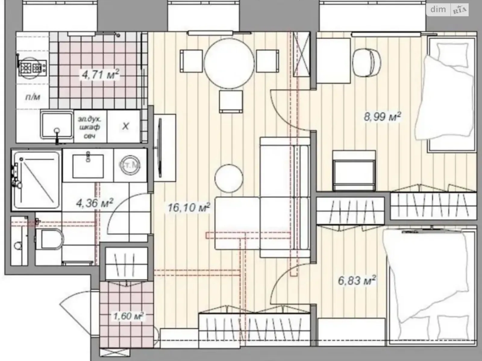 Продается 2-комнатная квартира 44 кв. м в Харькове, ул. Башкирская - фото 1