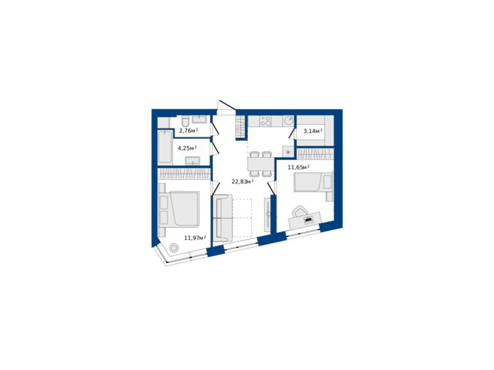 Продается 2-комнатная квартира 55.78 кв. м в Хмельницком, ул. Озерная, 20 - фото 1
