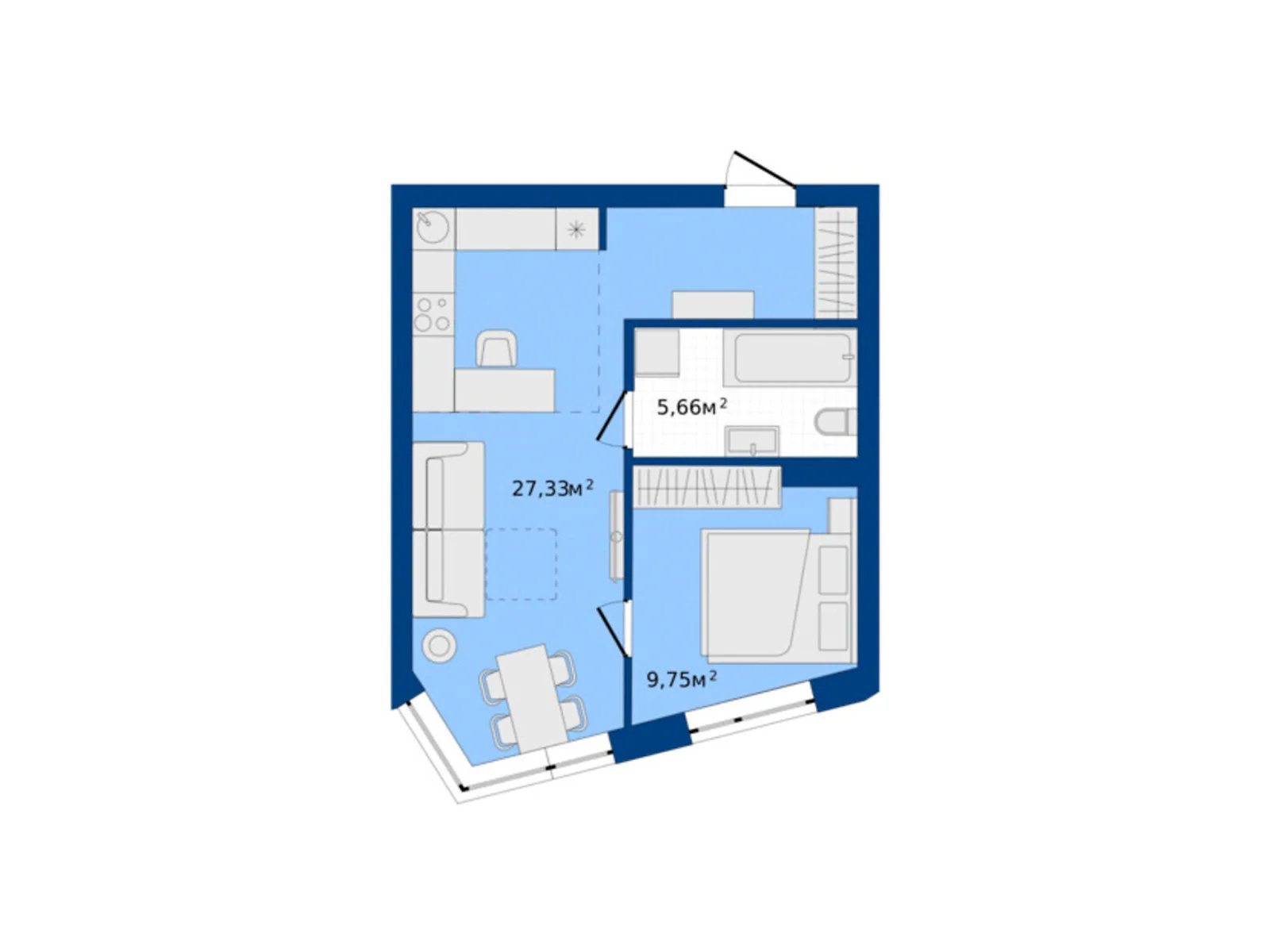 Продается 1-комнатная квартира 41.76 кв. м в Хмельницком, ул. Озерная, 20 - фото 1