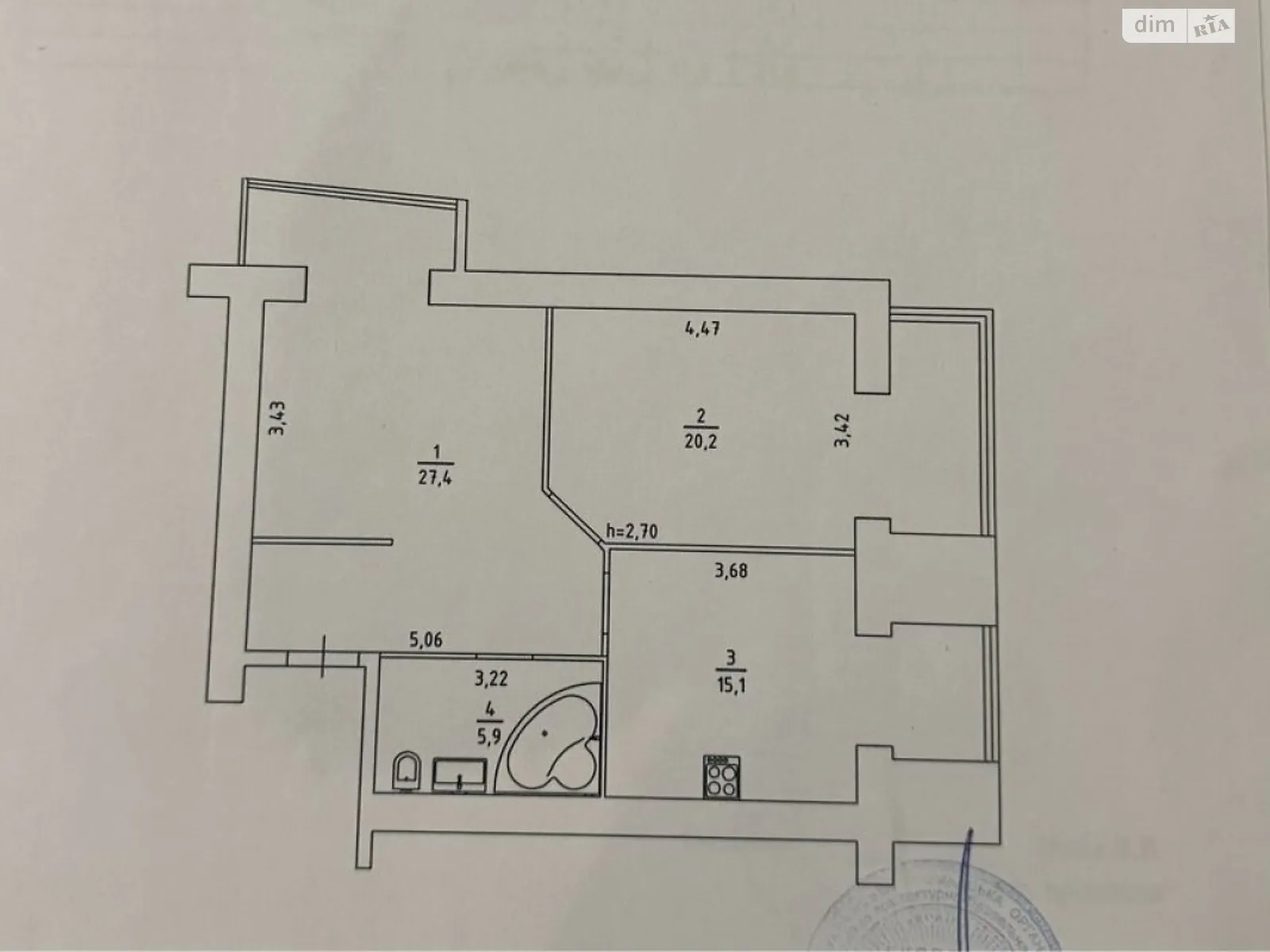 Продается 2-комнатная квартира 68.6 кв. м в Черкассах, ул. Гоголя, 261/3 - фото 1
