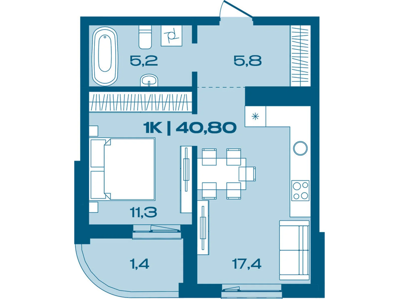 Продается 1-комнатная квартира 40.8 кв. м в Ивано-Франковске, ул. Коммунальная, 3 - фото 1