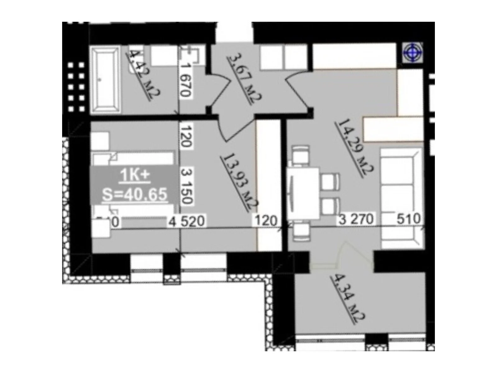 Продается 1-комнатная квартира 40.65 кв. м в Криховцах, ул. Приозерная, 2 - фото 1